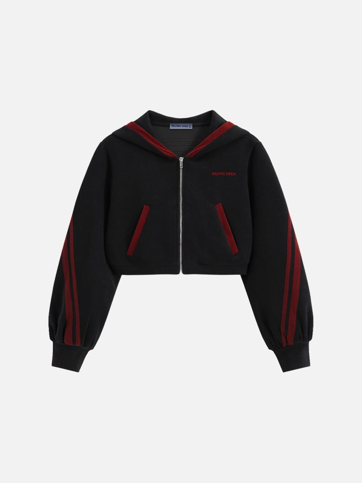 Aelfric Eden Cropped Contrast Stripe Zip Up Hoodie Female Product Image