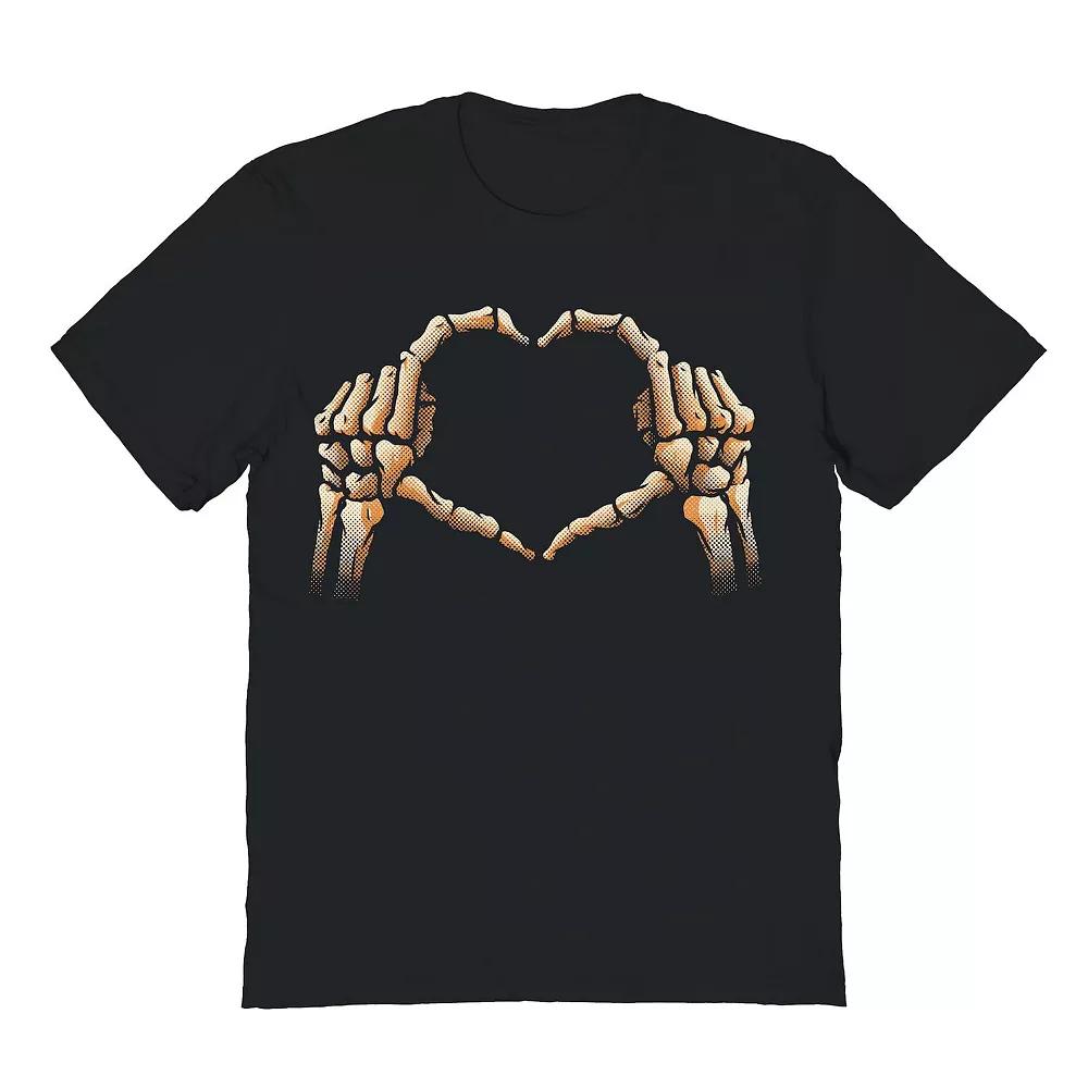 Men's Threadless Hands Heart Skeleton Valentine's Day Graphic Tee, Size: XL, Black Product Image