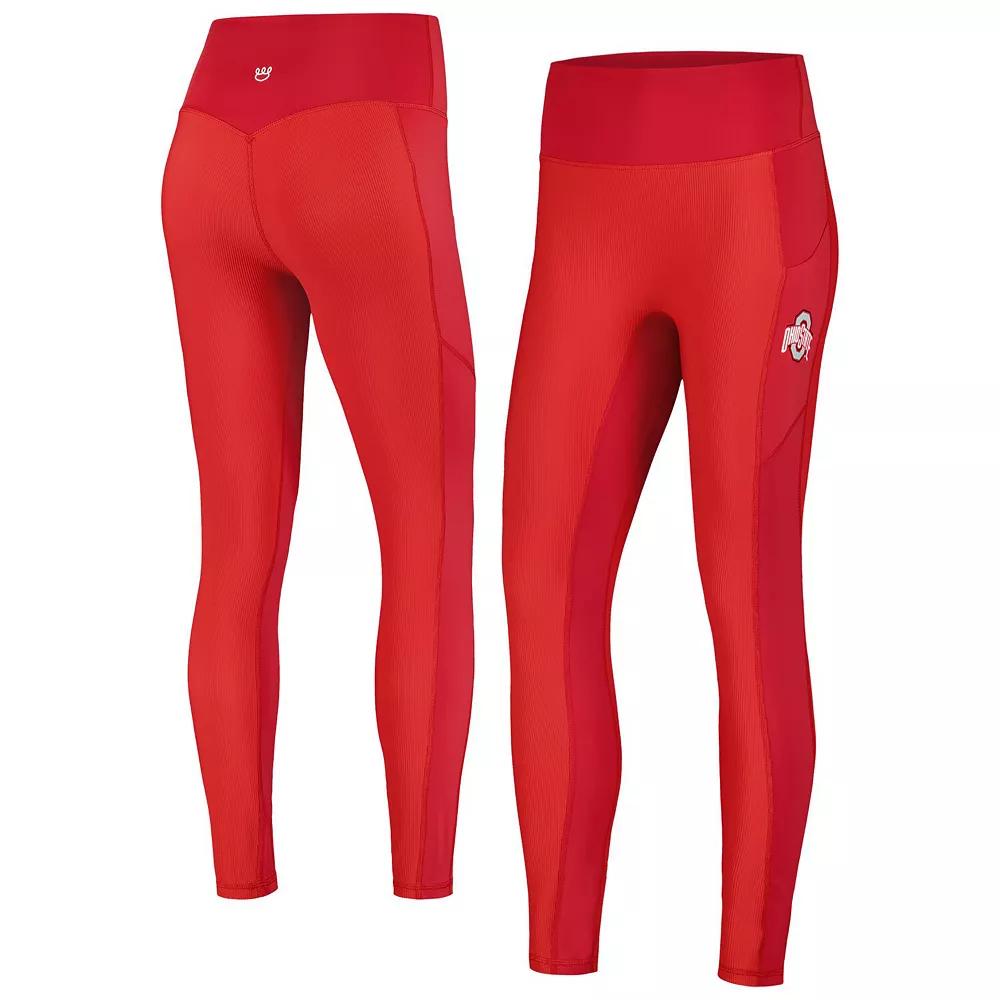 Women's KadyLuxe  Scarlet Ohio State Buckeyes 7/8 Mixed Media Pocket iLeggings, Size: 2XL, Red Product Image