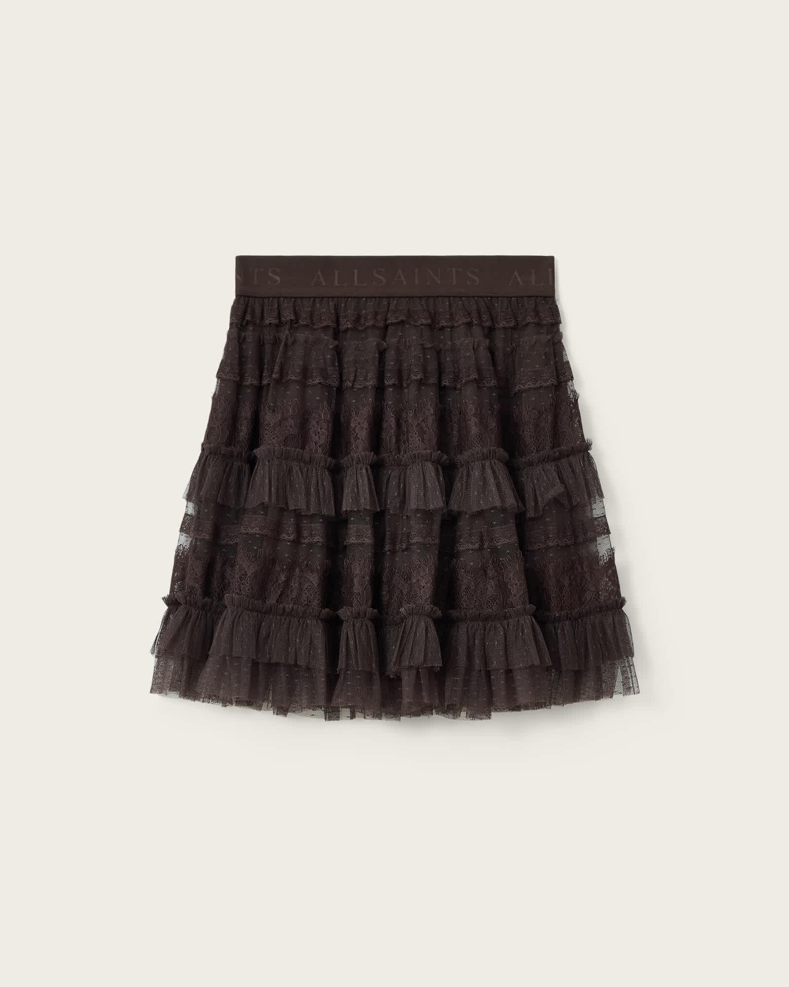 Arlea Lace Mini Skirt BOTTLE BROWN | ALLSAINTS US Product Image