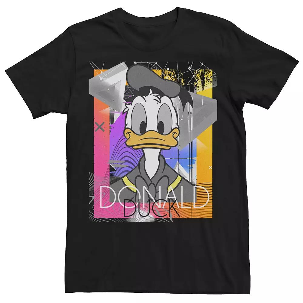 Disney's Donald Duck Men's Face Portrait Abstract Background Tee, Size: XXL, Black Product Image