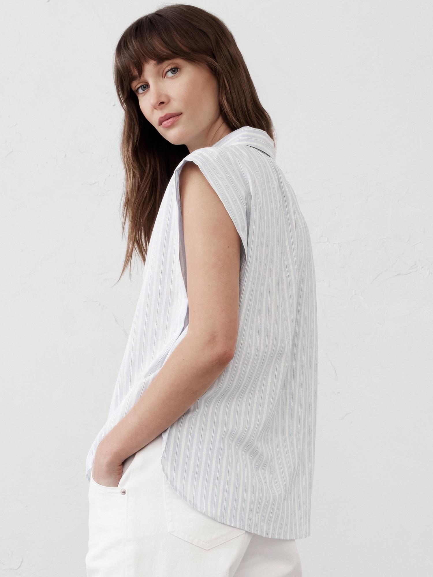 Gathered Striped Shirt Product Image