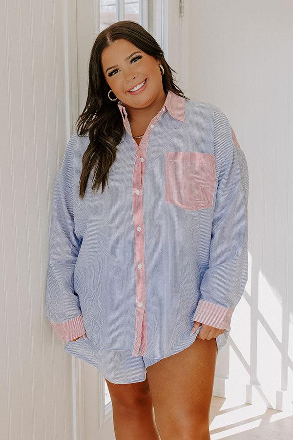 Dockside Dreaming Oversized Stripe Button Up Curves Product Image