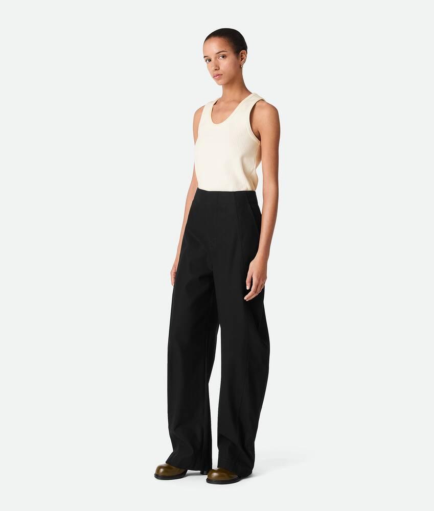 Women's Cotton Twill Wide Leg Trousers in Black Product Image