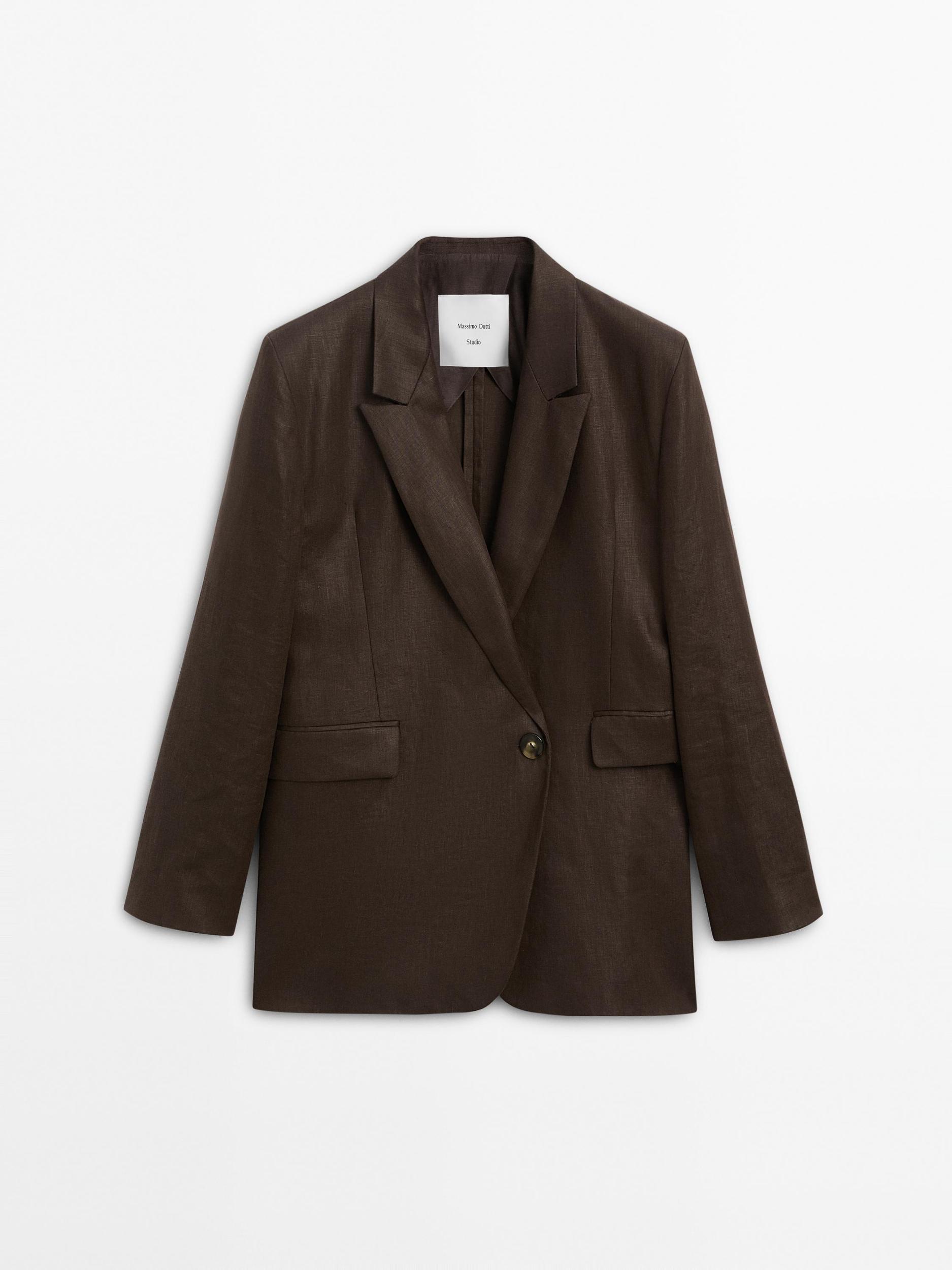 100% linen double-breasted blazer - Studio Product Image