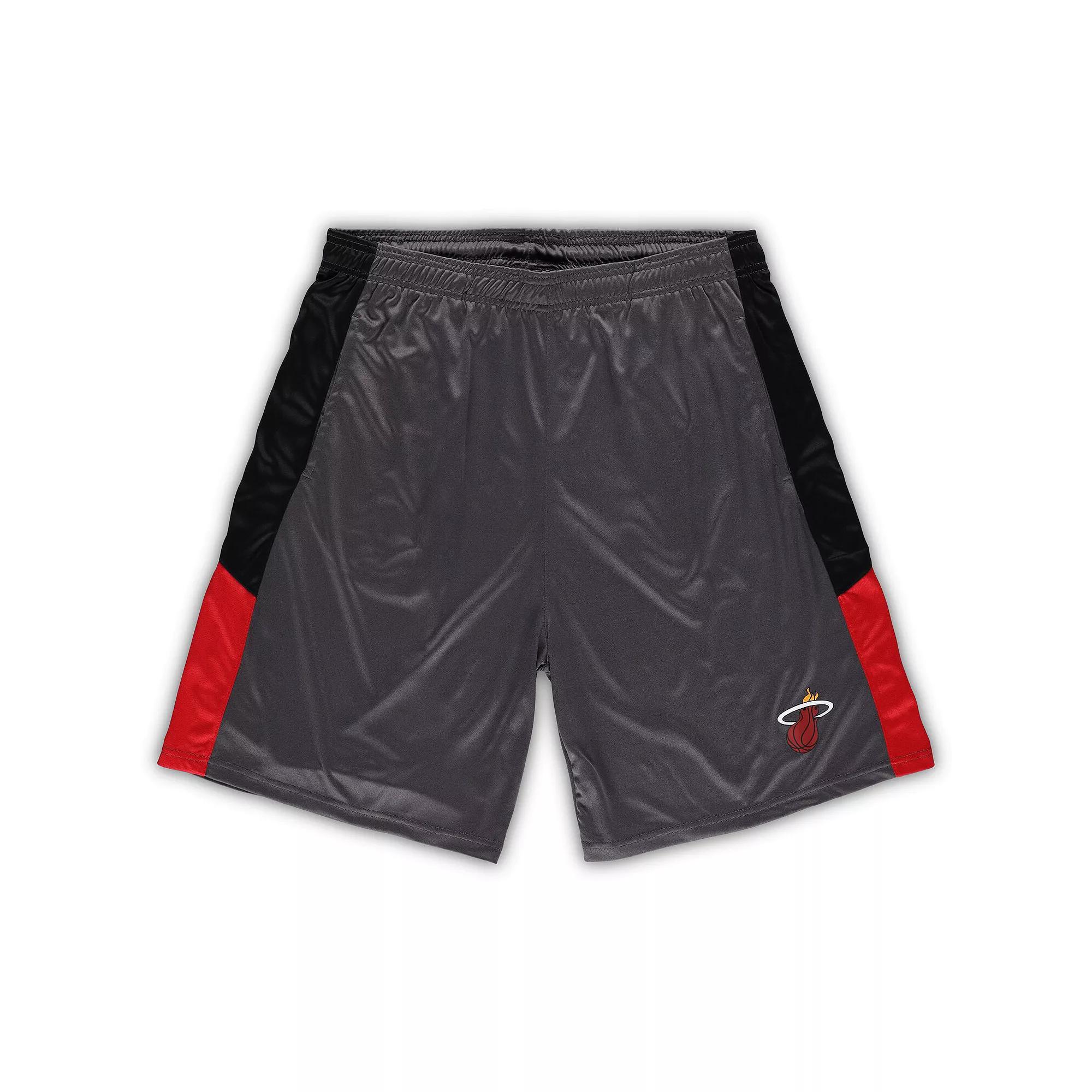 Men's Fanatics Branded Gray Miami Heat Big & Tall Shorts,  Product Image