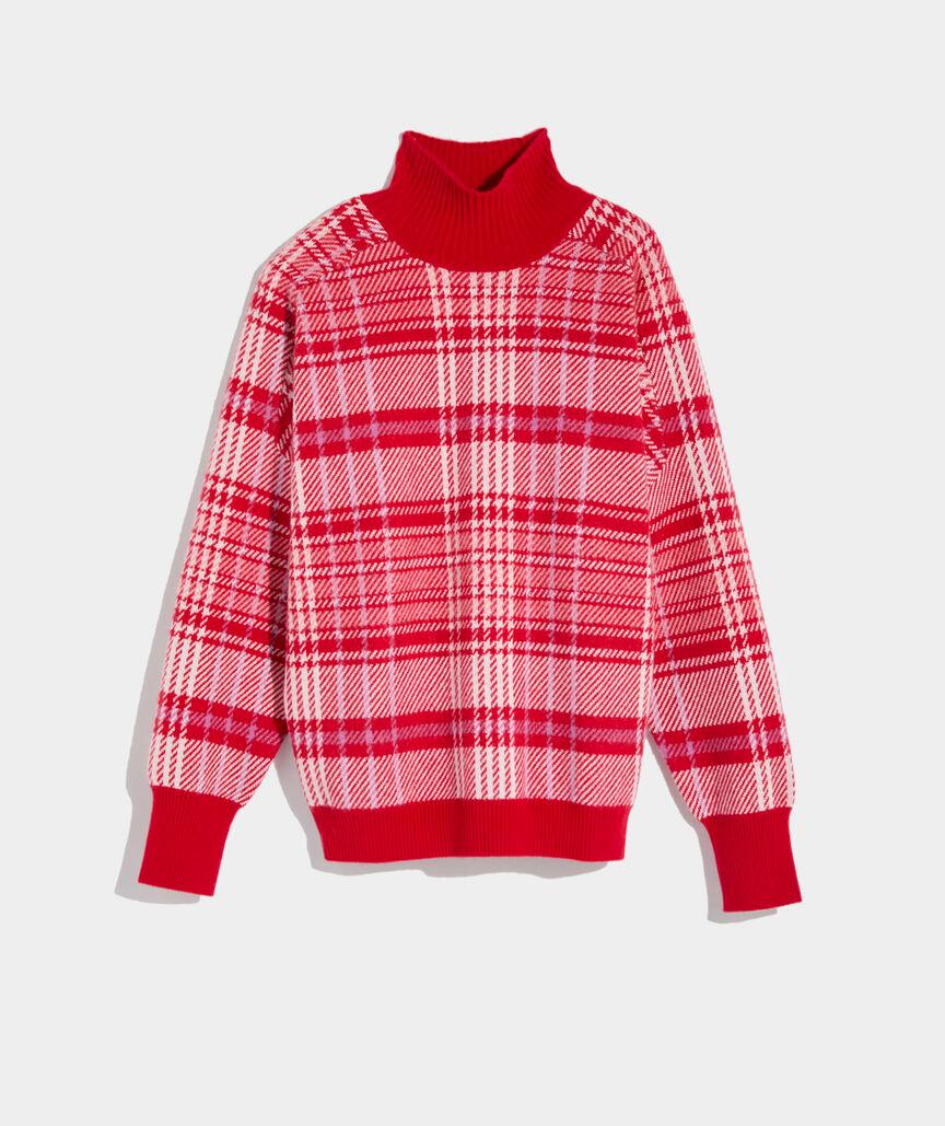 Brushed Cashmere Plaid Mockneck Sweater Product Image