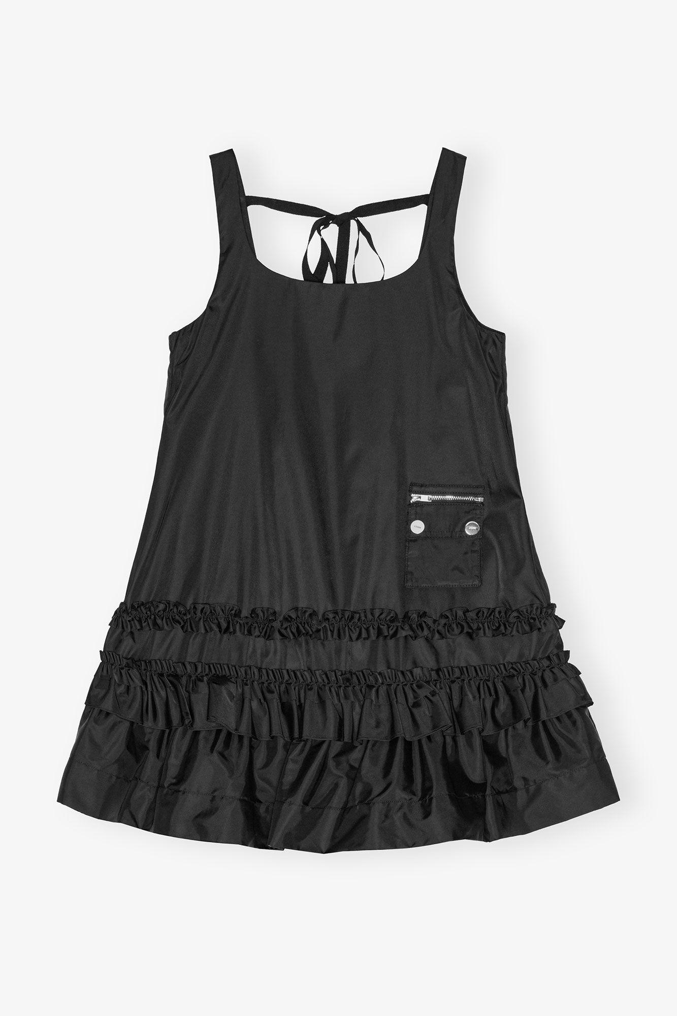 Black Duchesse Nylon Mini Dress Product Image