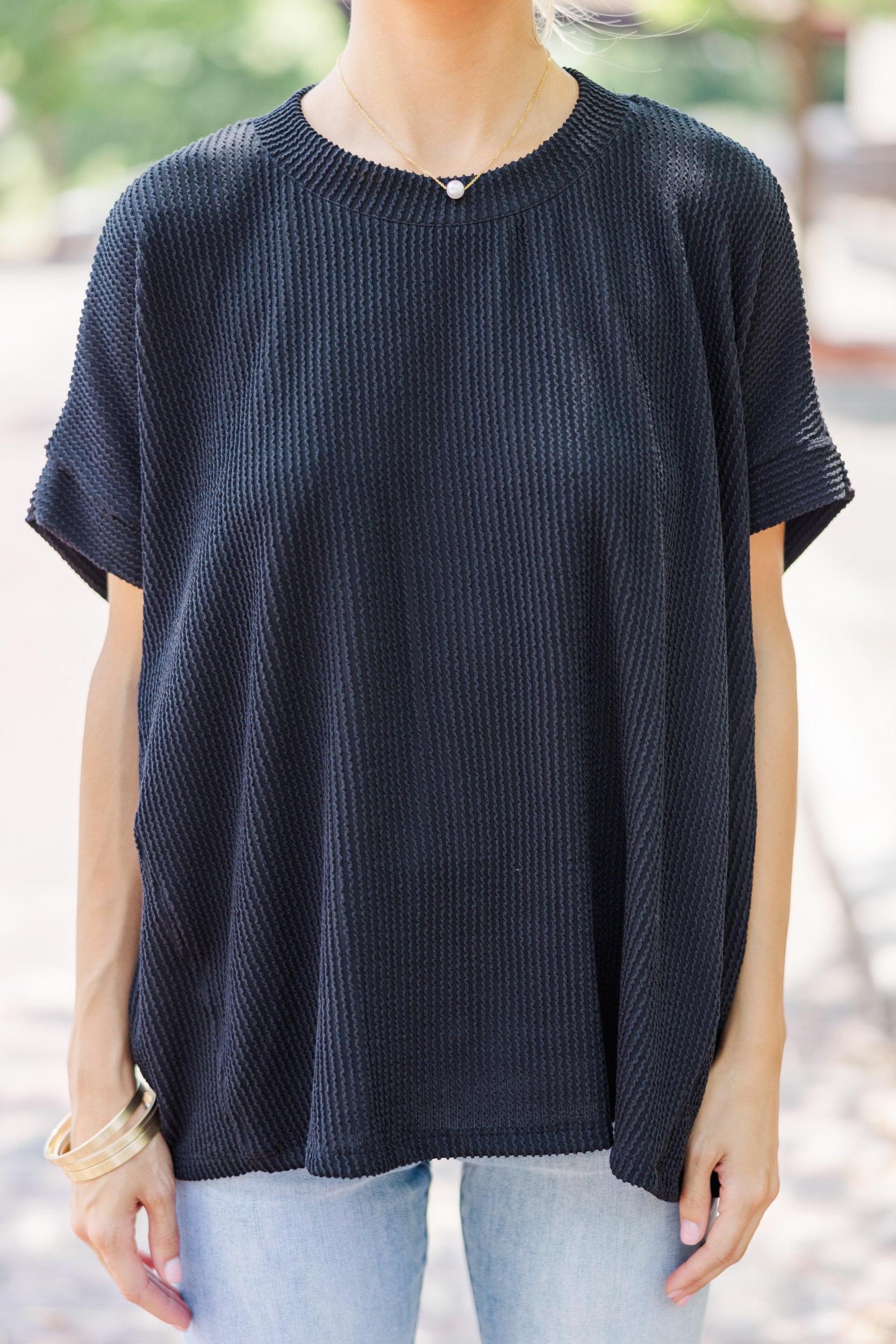 Catch On Black Ribbed Top Female Product Image
