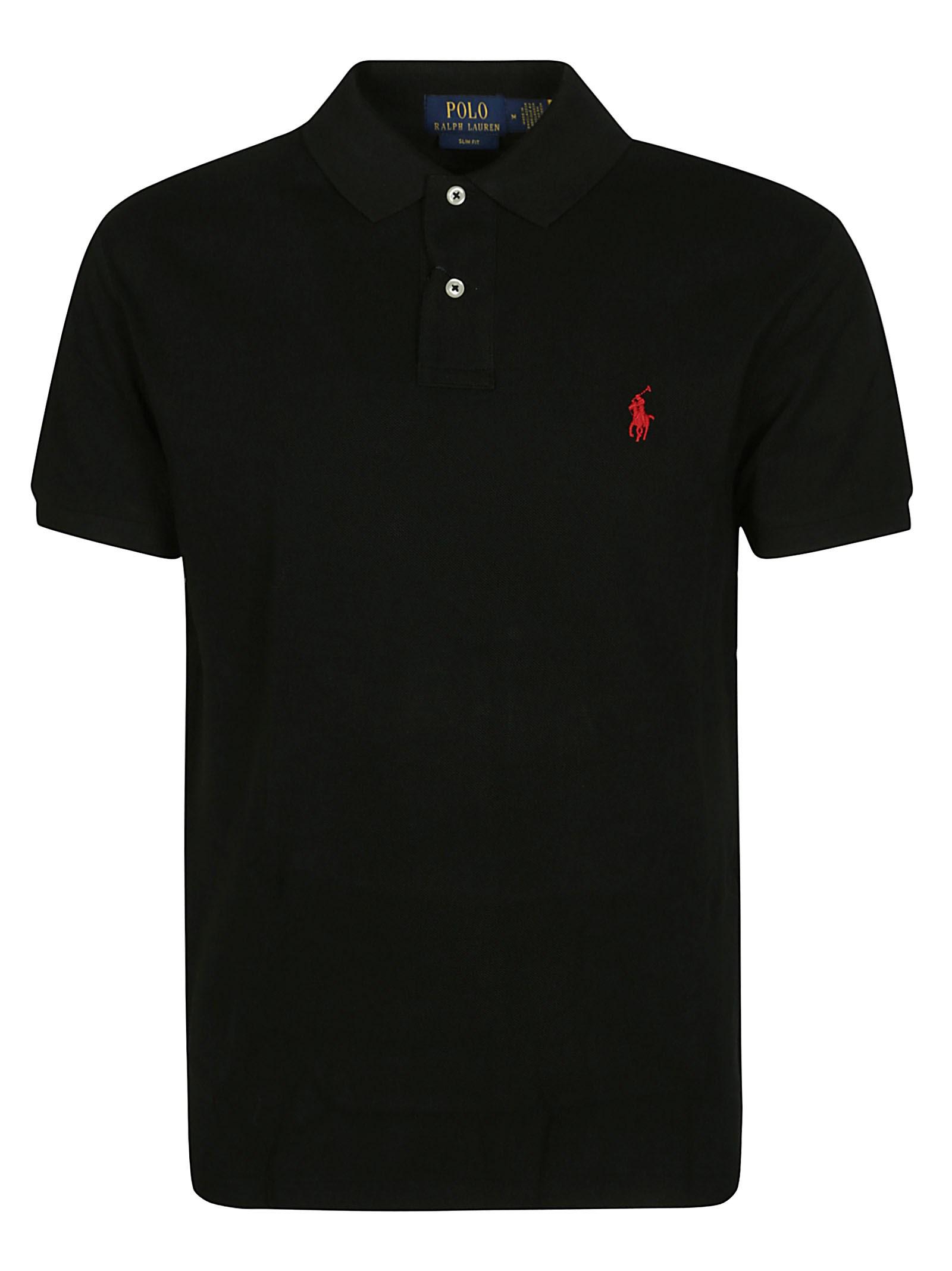 POLO RALPH LAUREN Black Polo Shirt With Classic Collar And Pony Embroidery On The Front In Cotton Man Product Image