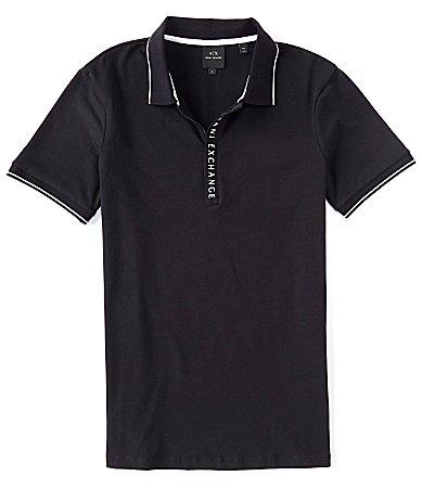 Armani Exchange Slim Fit Covered Logo Zipper Short Sleeve Polo Shirt Product Image