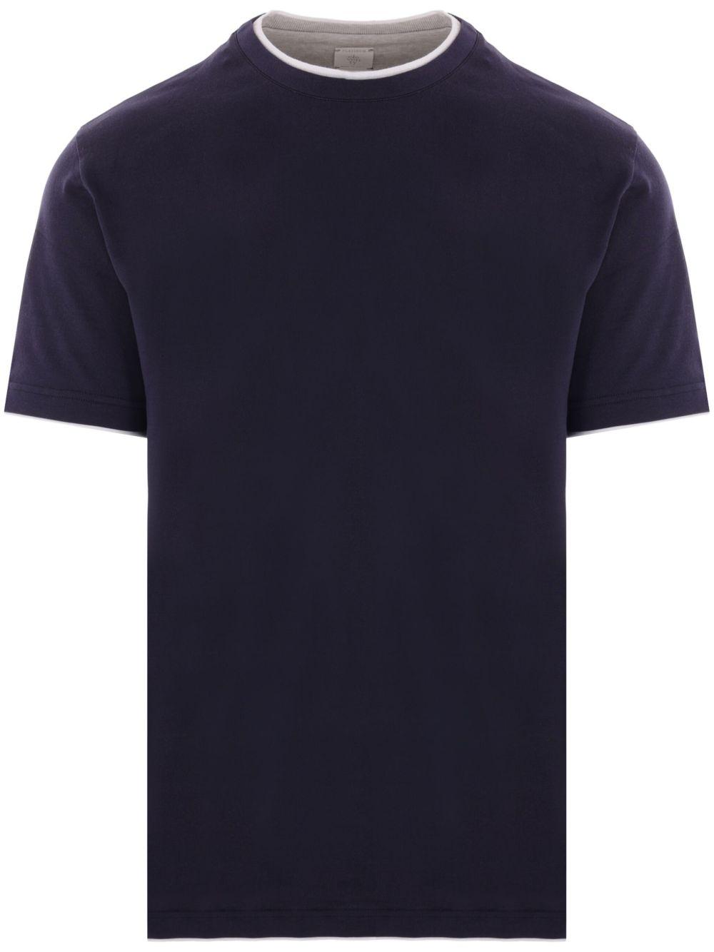 ELEVENTY Navy Blue Cotton Jersey Texture T-shirt Product Image