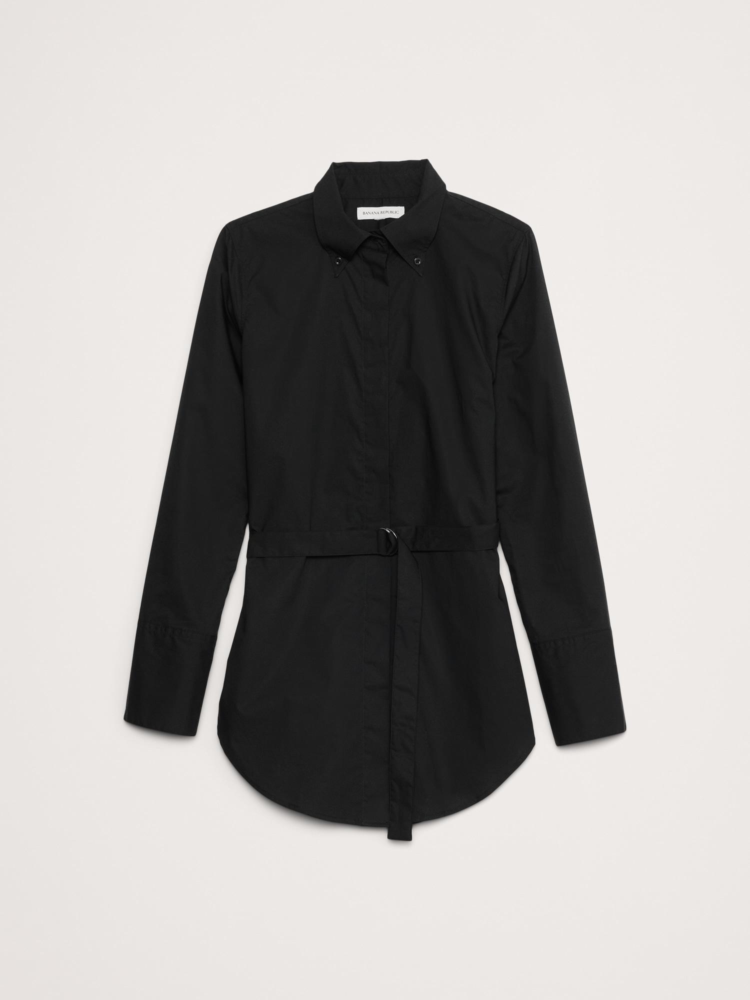 Cotton Poplin Belted Tunic Shirt Product Image