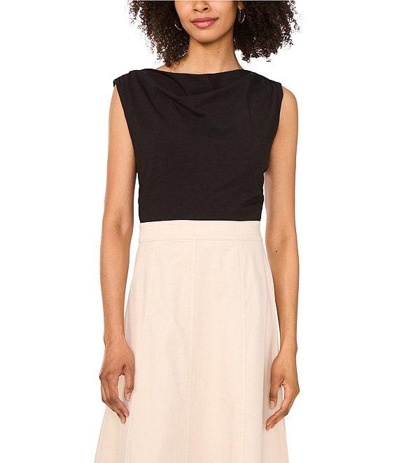 1. STATE Knit Boat Neck Sleeveless Ruched Top Product Image