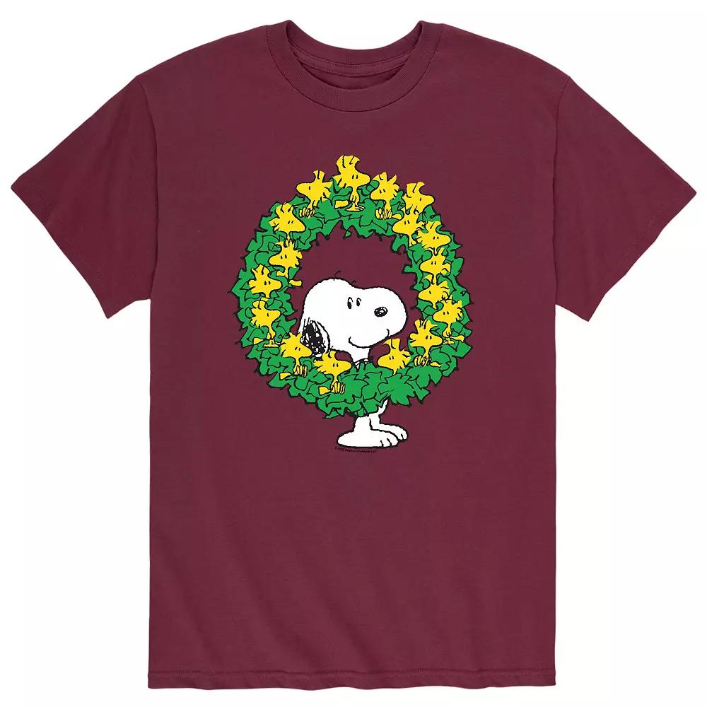 Men's Peanuts Wreath Fam Tee, Size: Large, Red Product Image
