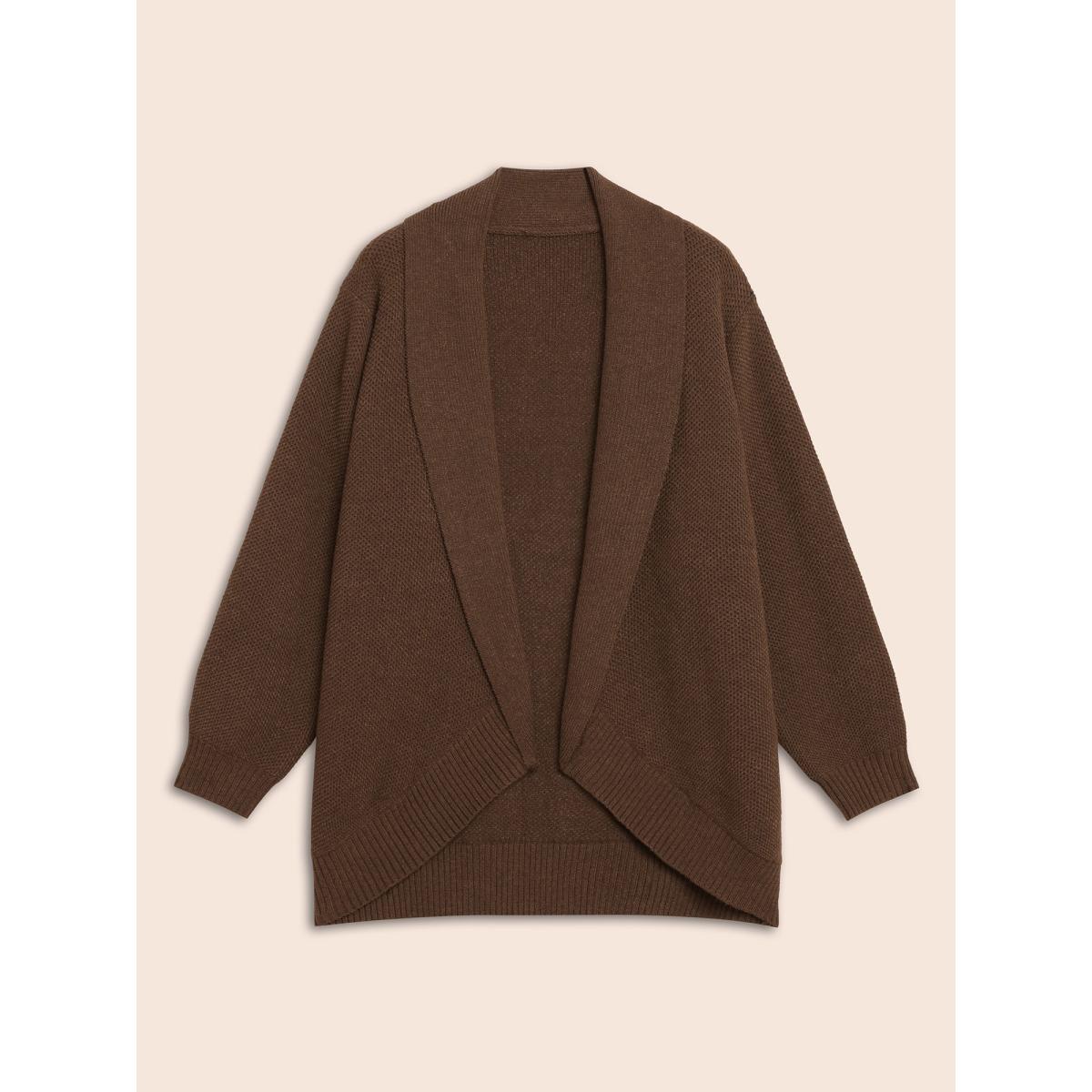 Plus Size Supersoft Essentials Textured Lapel Collar Cardigan Yellowishbrown Women Casual Loose Long Sleeve Everyday Cardigans BloomChic 14-16/1X Product Image