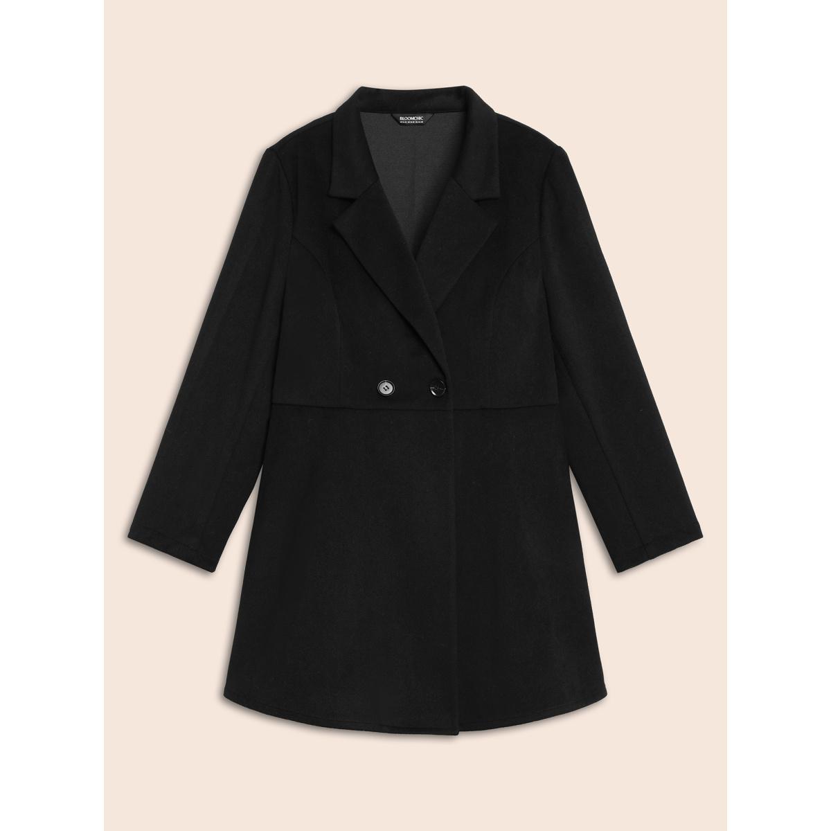 Plus Size Suit Collar Button Up Slightly Stretchy Jacket Women Black Button Bodycon Side seam pocket Everyday Jackets BloomChic 28/5X Product Image