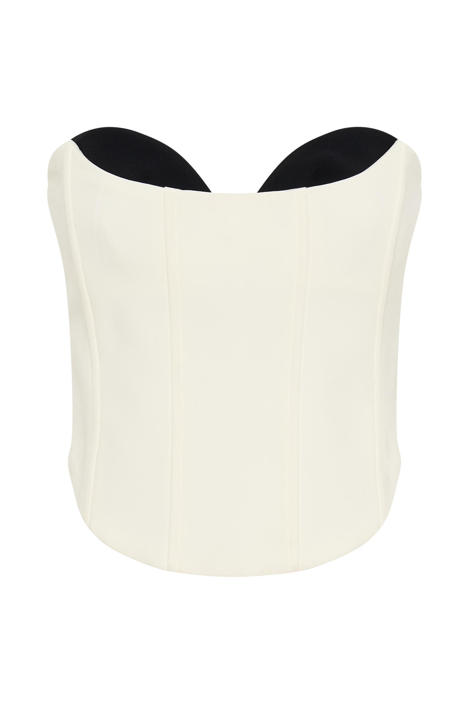 Oceane Contrast Suiting Strapless Corset - White Product Image