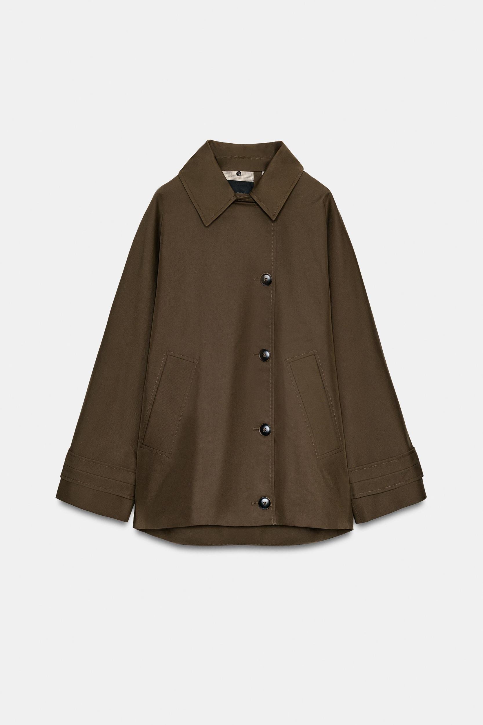 SHORT TRENCH COAT WITH FAUX FUR COLLAR ZW COLLECTION Product Image