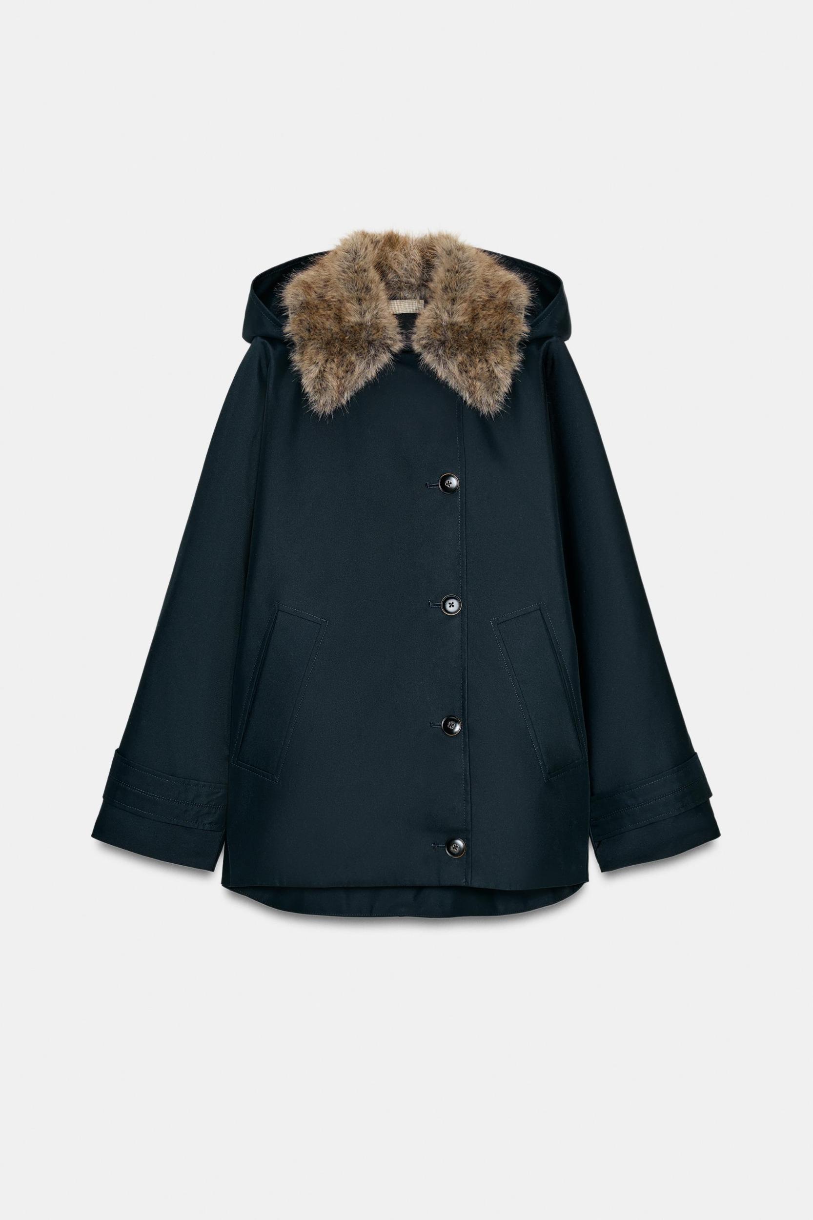 FAUX FUR COLLAR TRENCH COAT ZW COLLECTION Product Image