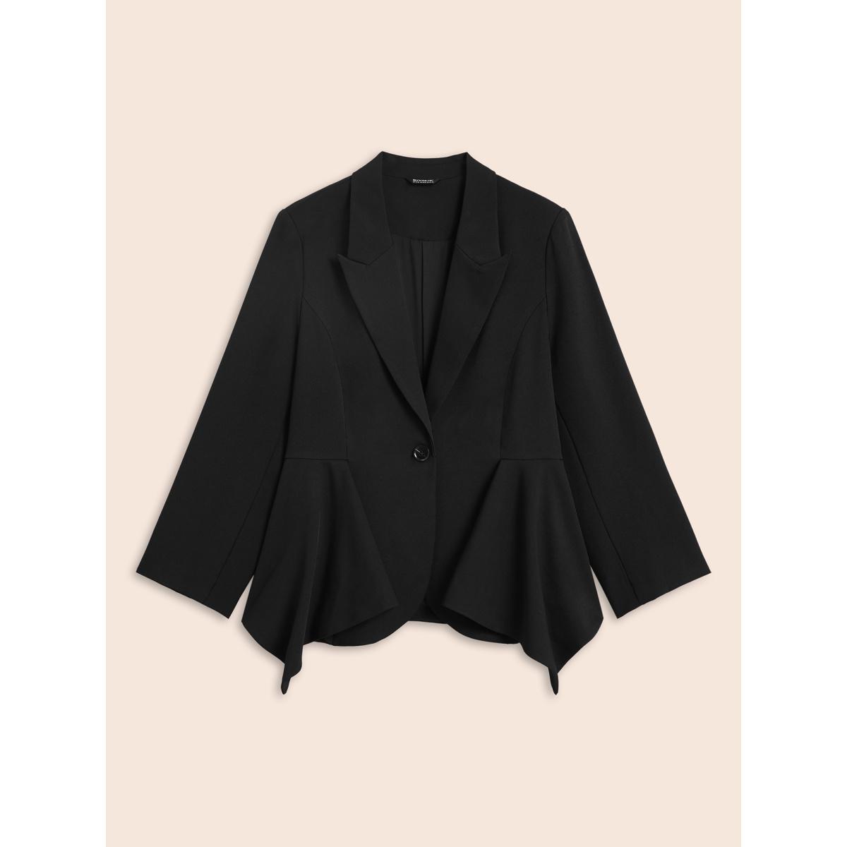 Plus Size Asymmetrical Hemline Design Gothic Jacket Women Black Button Side seam pocket Everyday Jackets BloomChic 18-20/2X Product Image