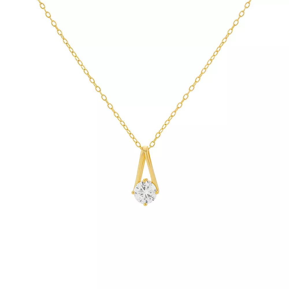 PRIMROSE Sterling Silver Cubic Zirconia Pendant Necklace, Women's, Gold Tone Sterling Product Image
