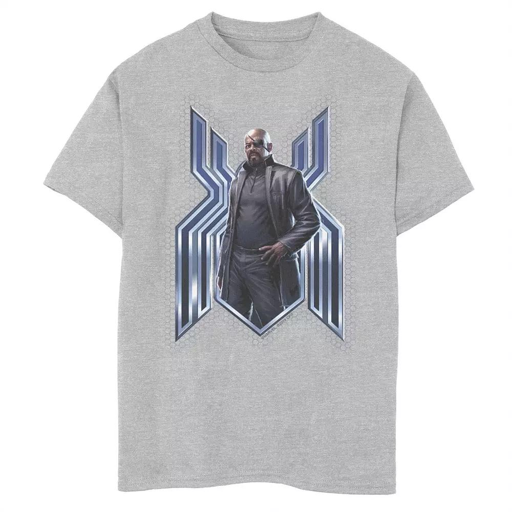 Boys 8-20 Marvel Spider-Man Far From Home Nick Fury Spider-Man Logo Graphic Tee, Boy's, Size: XS, Athletic Grey Product Image