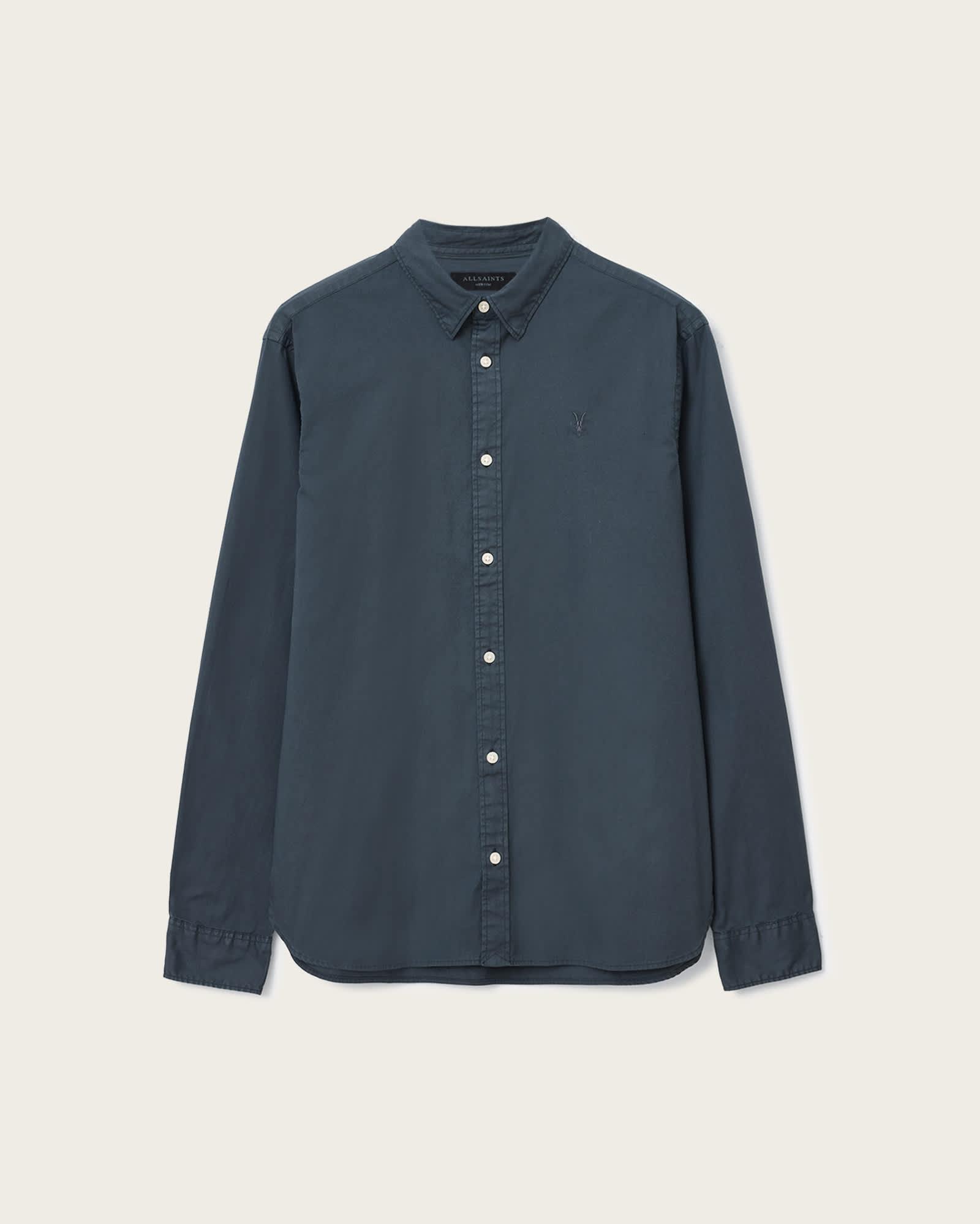 Hawthorne Ramskull Stretch Fit Shirt SUNIL BLUE | ALLSAINTS US Product Image