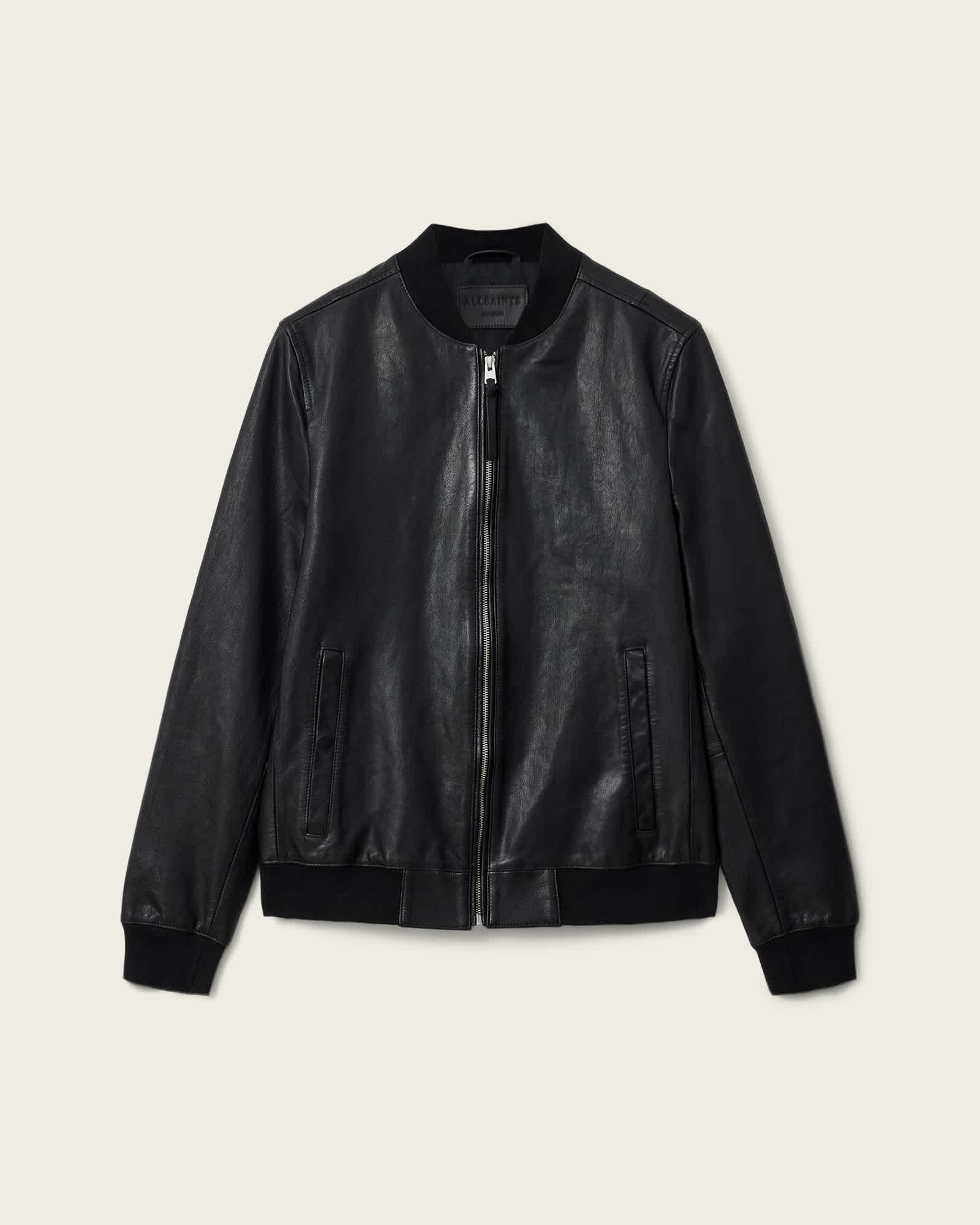 Morten Leather Bomber Jacket Black | ALLSAINTS US Product Image