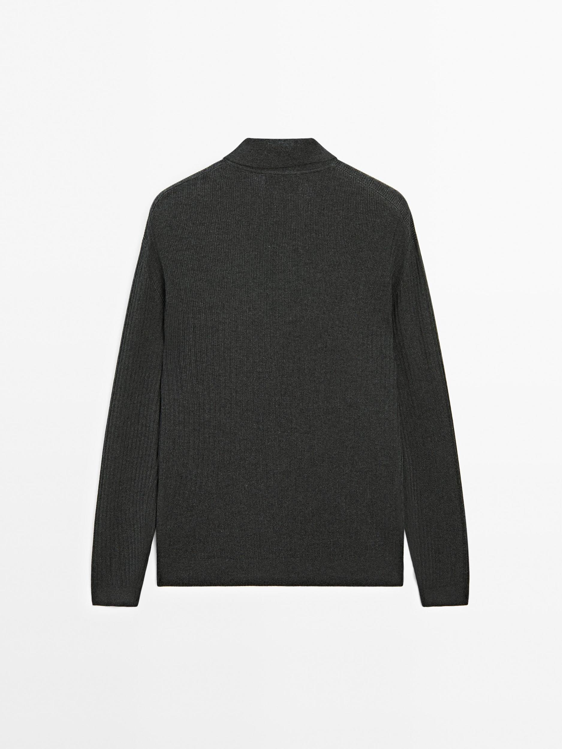 Cotton blend knit polo sweater Product Image
