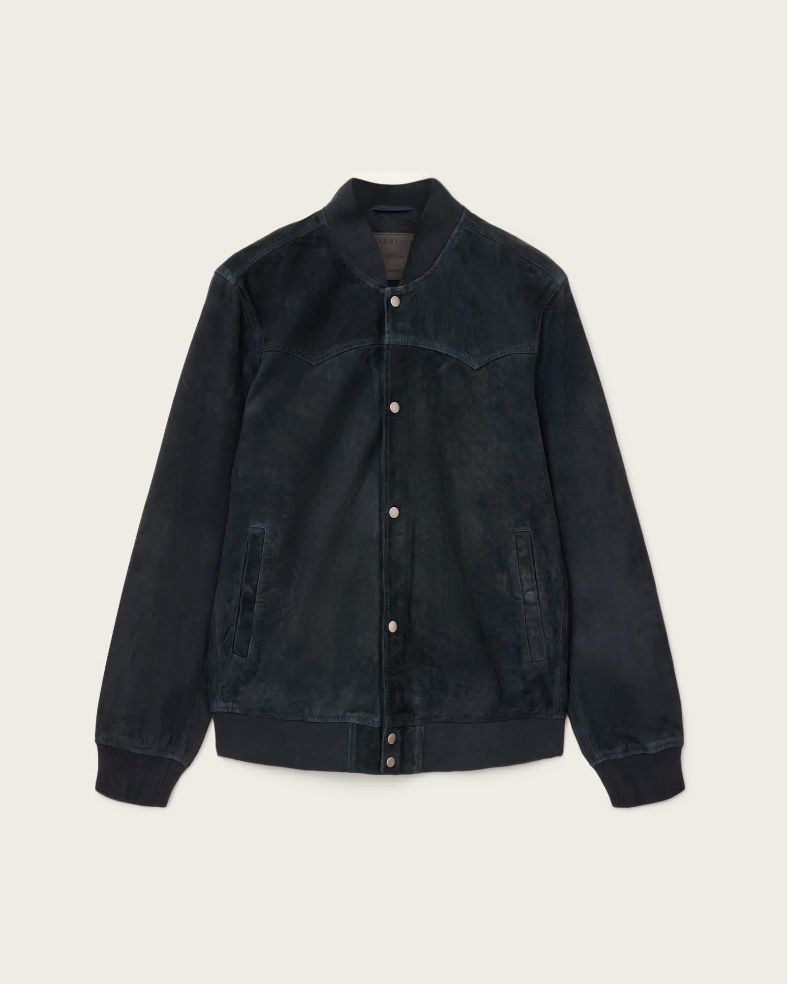 Stafford Suede Bomber Jacket PHANTOM BLUE | ALLSAINTS US Product Image