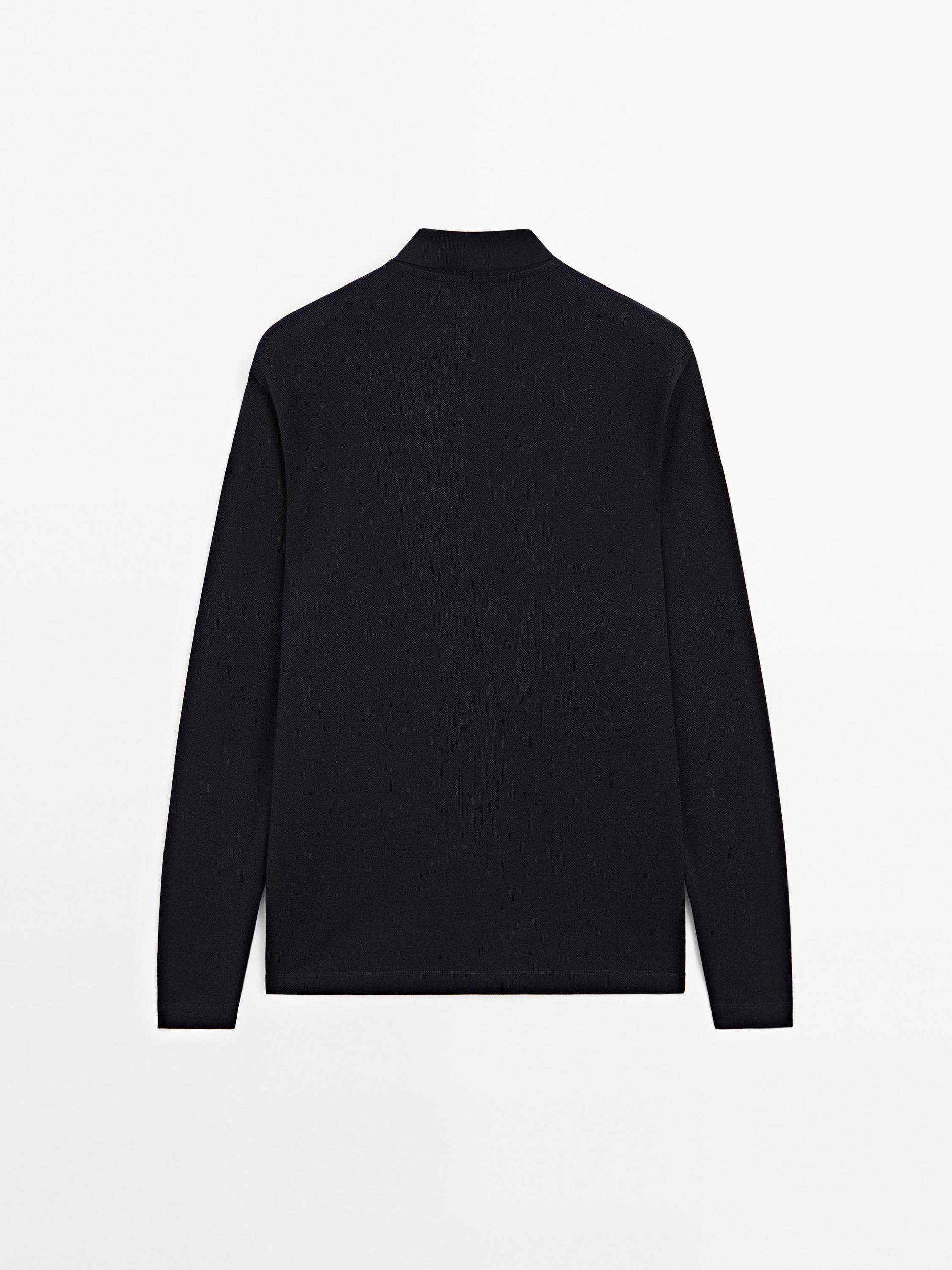 Cotton blend knit polo sweater Product Image