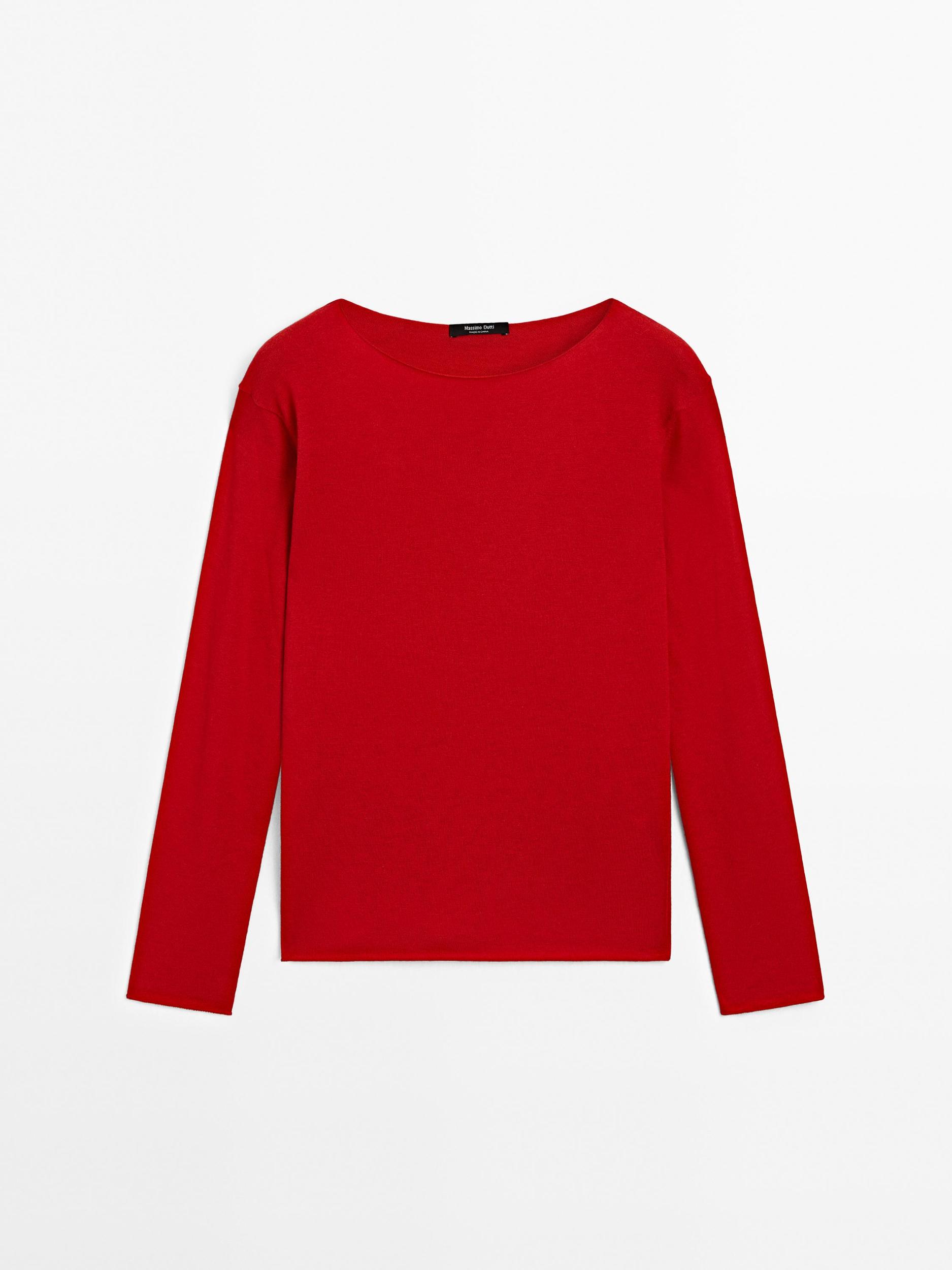 Wool blend boat neck sweater Product Image