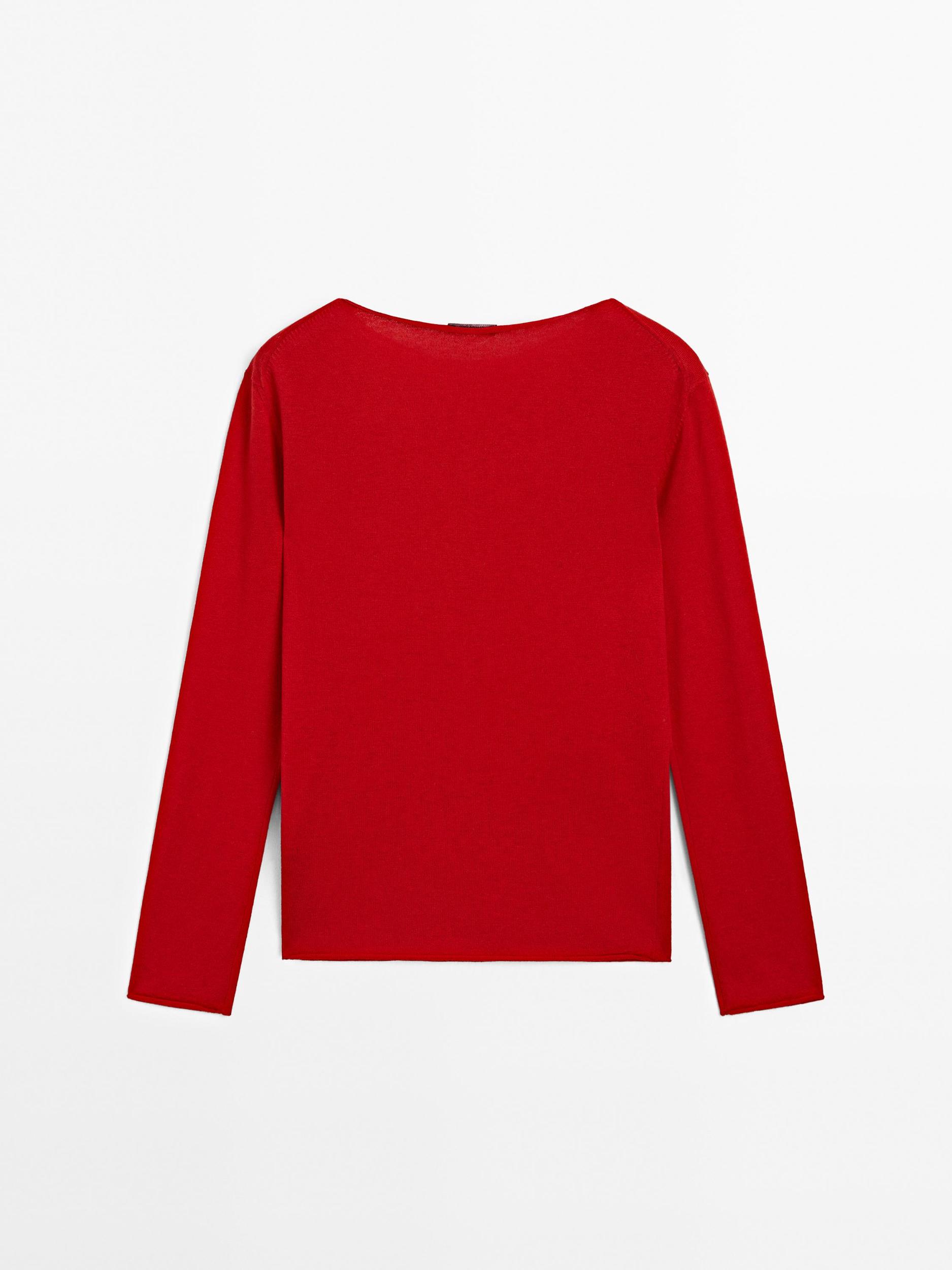 Wool blend boat neck sweater Product Image