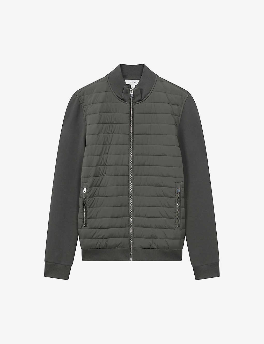 REISS Sage Freddie Hybrid Quilt And Knit Zip-through Jacket Product Image