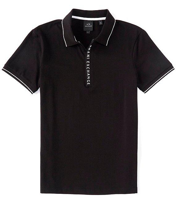 Armani Exchange Slim Fit Covered Logo Zipper Short Sleeve Polo Shirt Product Image