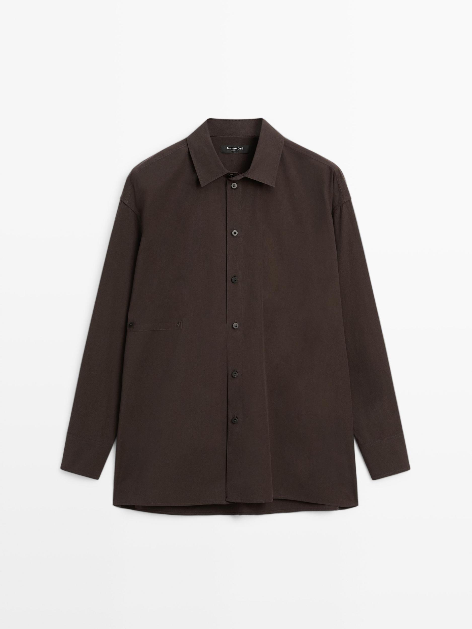 Asymmetric button-up poplin shirt Product Image