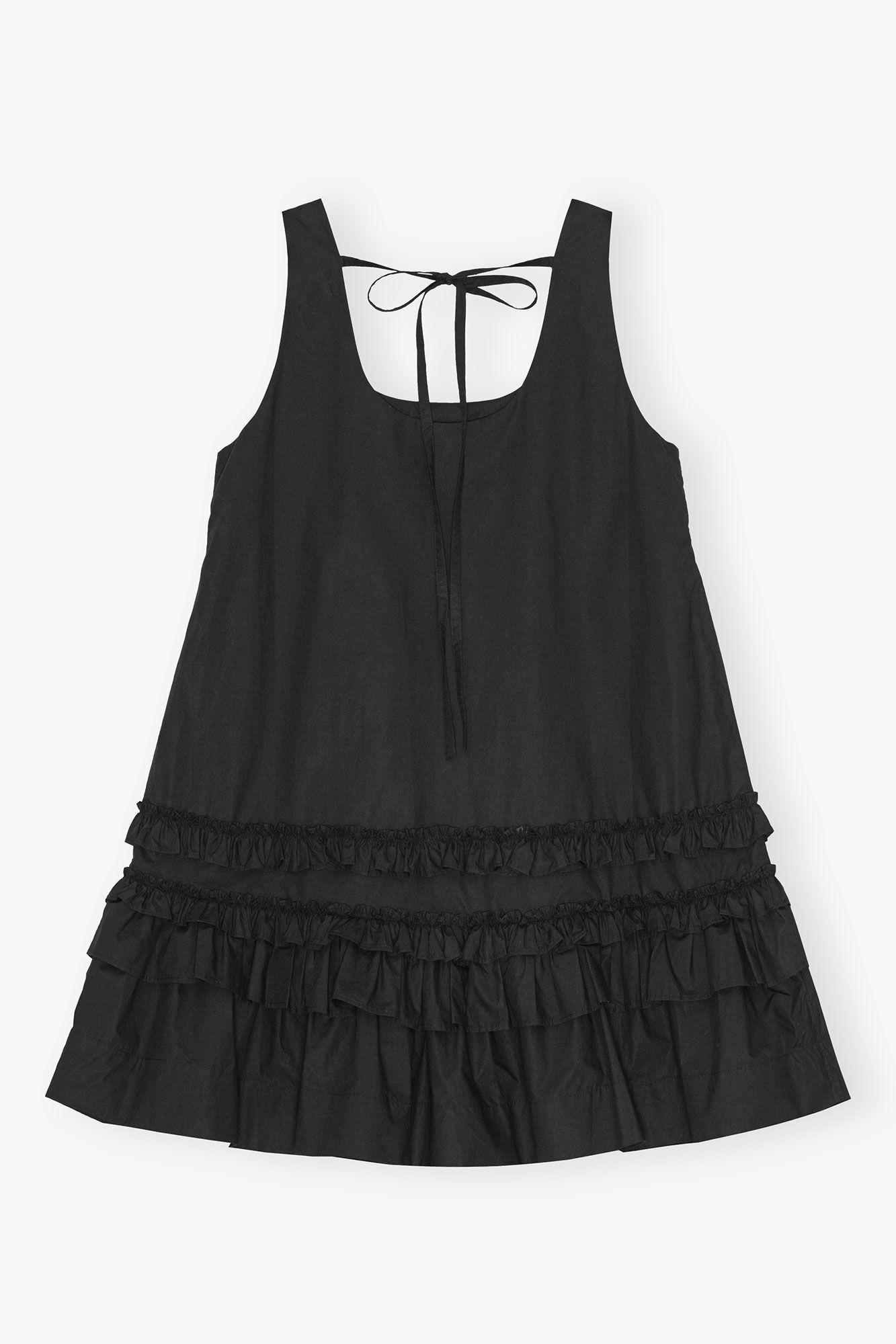 Black Cotton Poplin Mini Dress Product Image