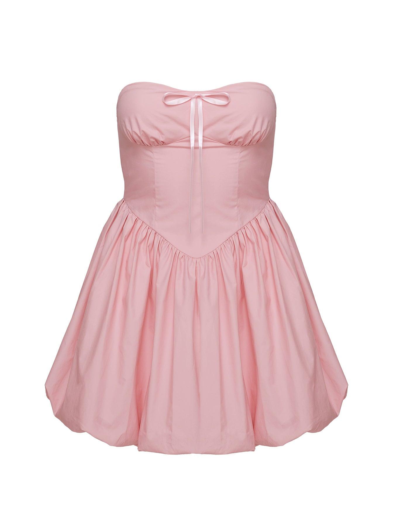 Melaina Bubble Hem Mini Dress Pink Product Image