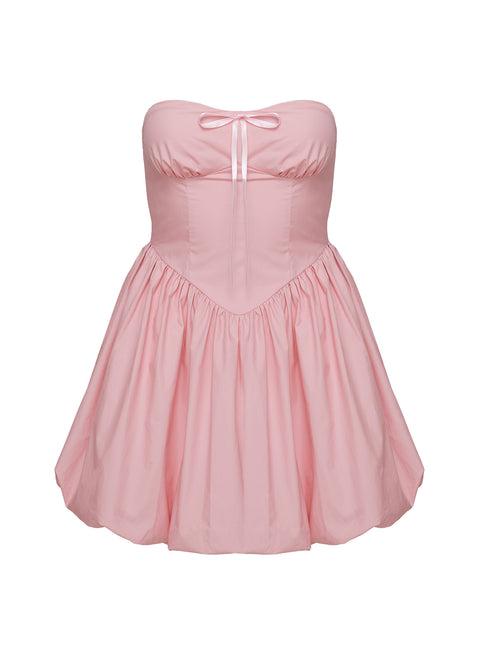 Melaina Bubble Hem Mini Dress Pink Product Image