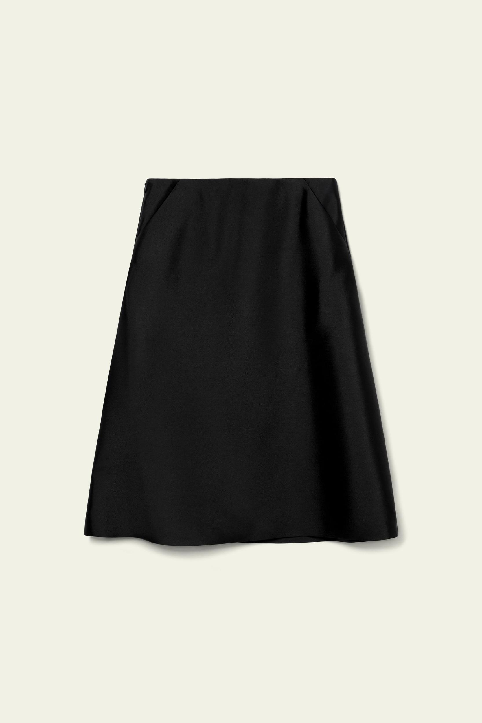High-Waist Structured Silk-Wool Skirt Product Image