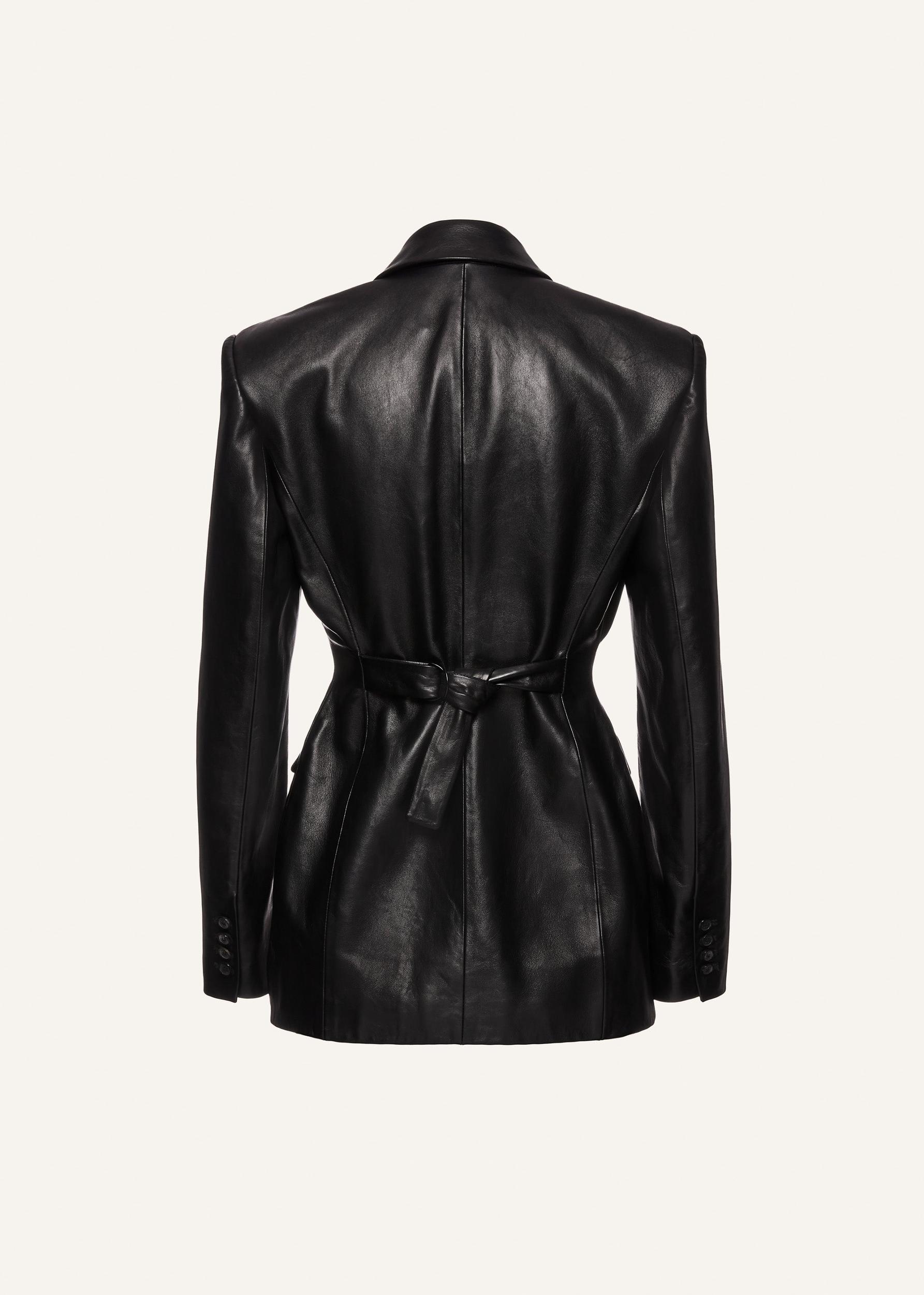Leather hourglass blazer in black Product Image