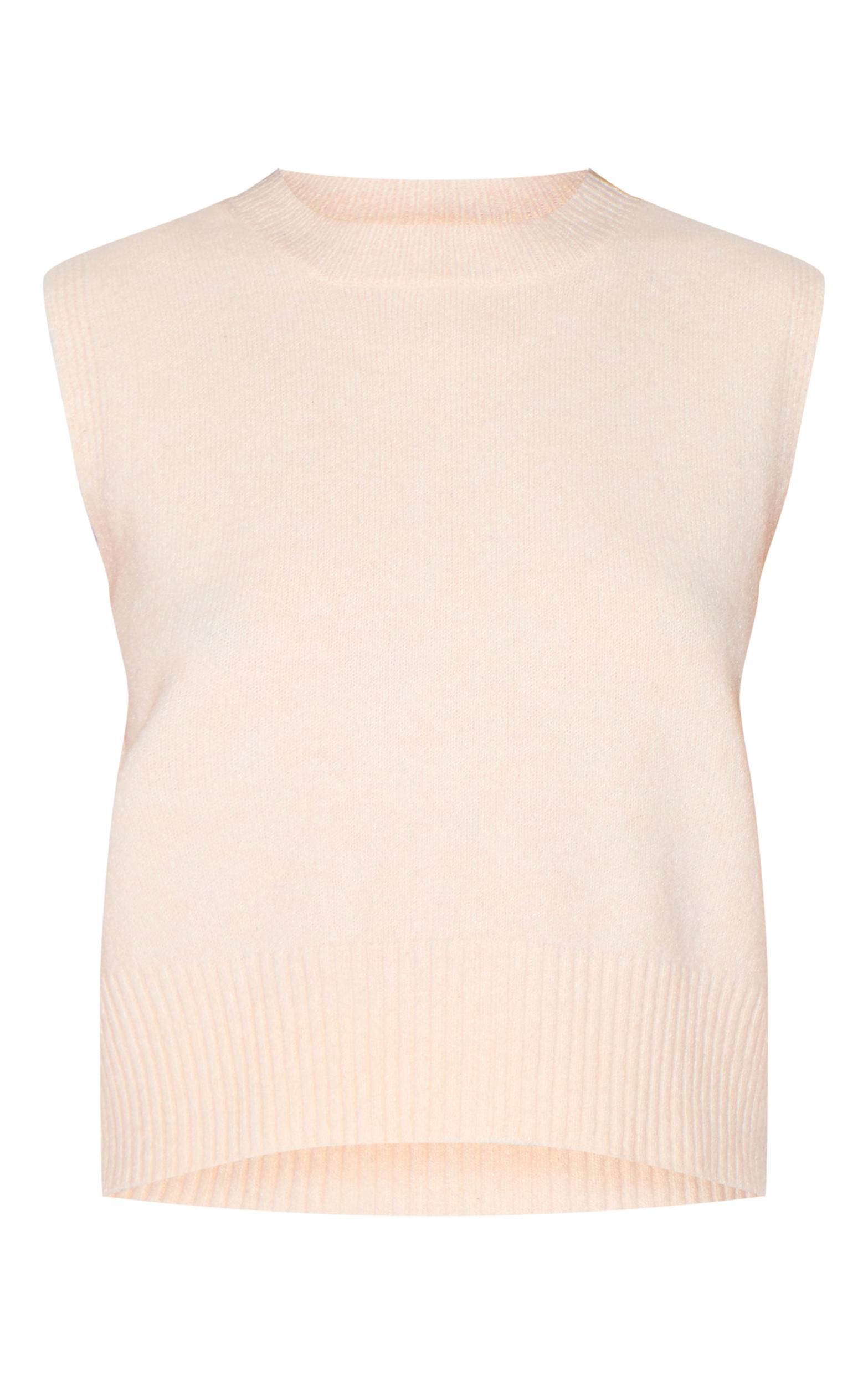 Ecru Marl Soft Knit High Sleeveless Top Product Image