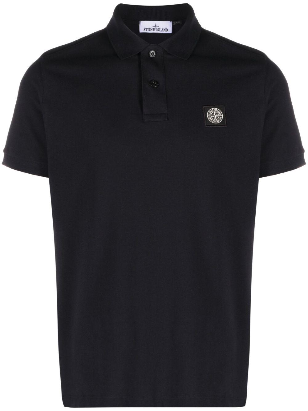 STONE ISLAND Mens Black Brand-patch Regular-fit Stretch-cotton Polo Shirt Xl Product Image