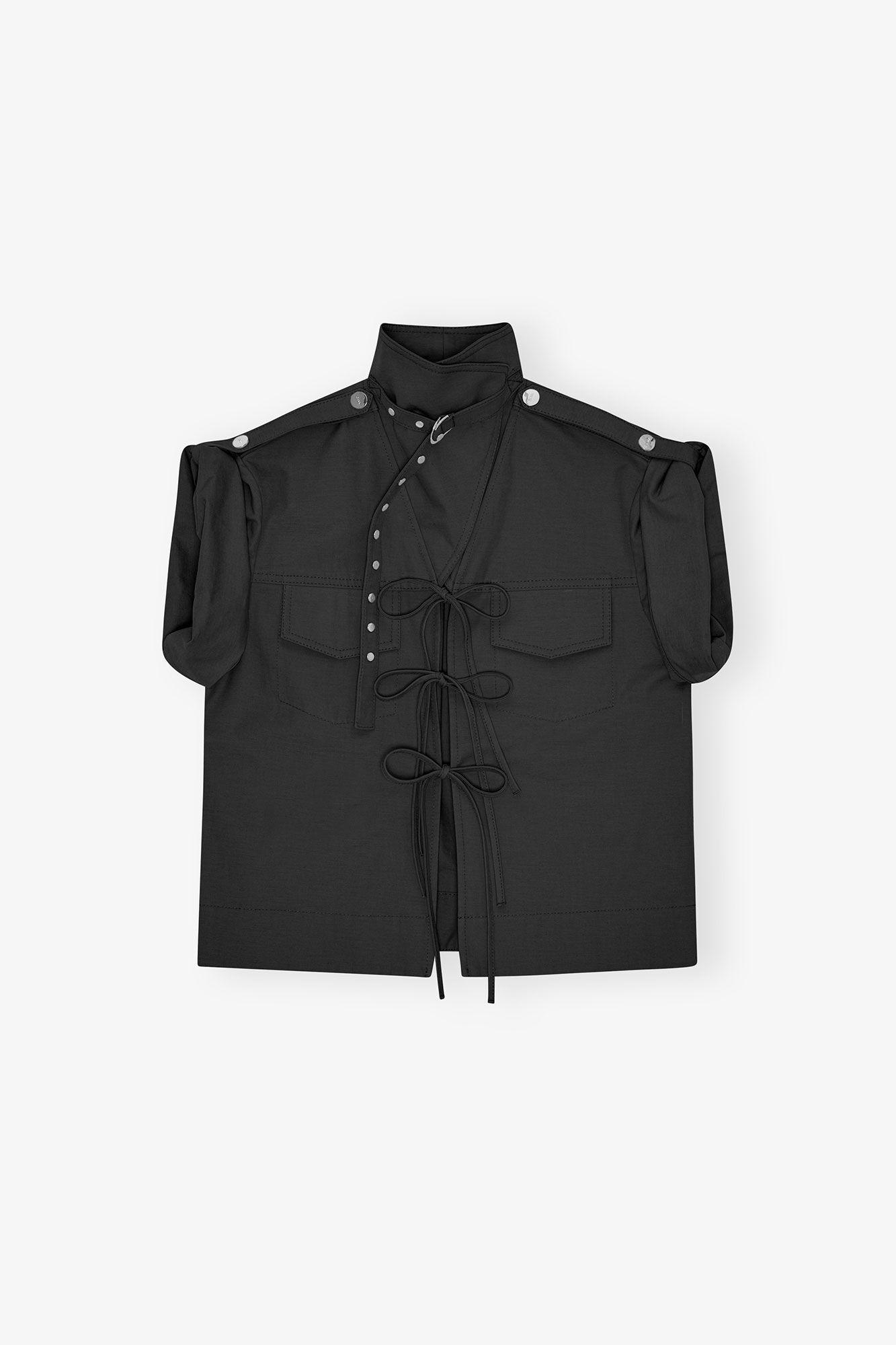 Black Stretch Cotton Blouse Product Image
