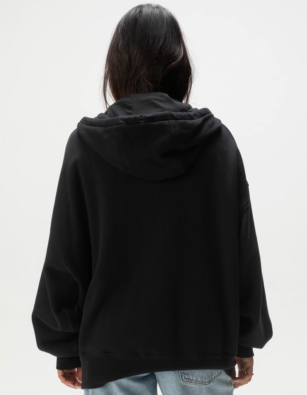 CONVERSE Graphic Womens Oversized Zip-Up Hoodie - BLACK Product Image