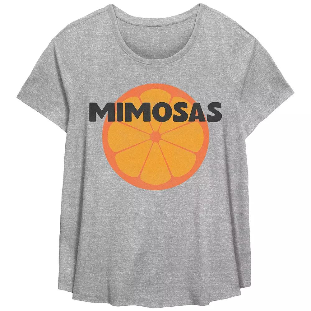 Plus Size Mimosas Scoop Hem Flow Graphic Tee, Women's, Size: 1XL, Grey Gray Product Image