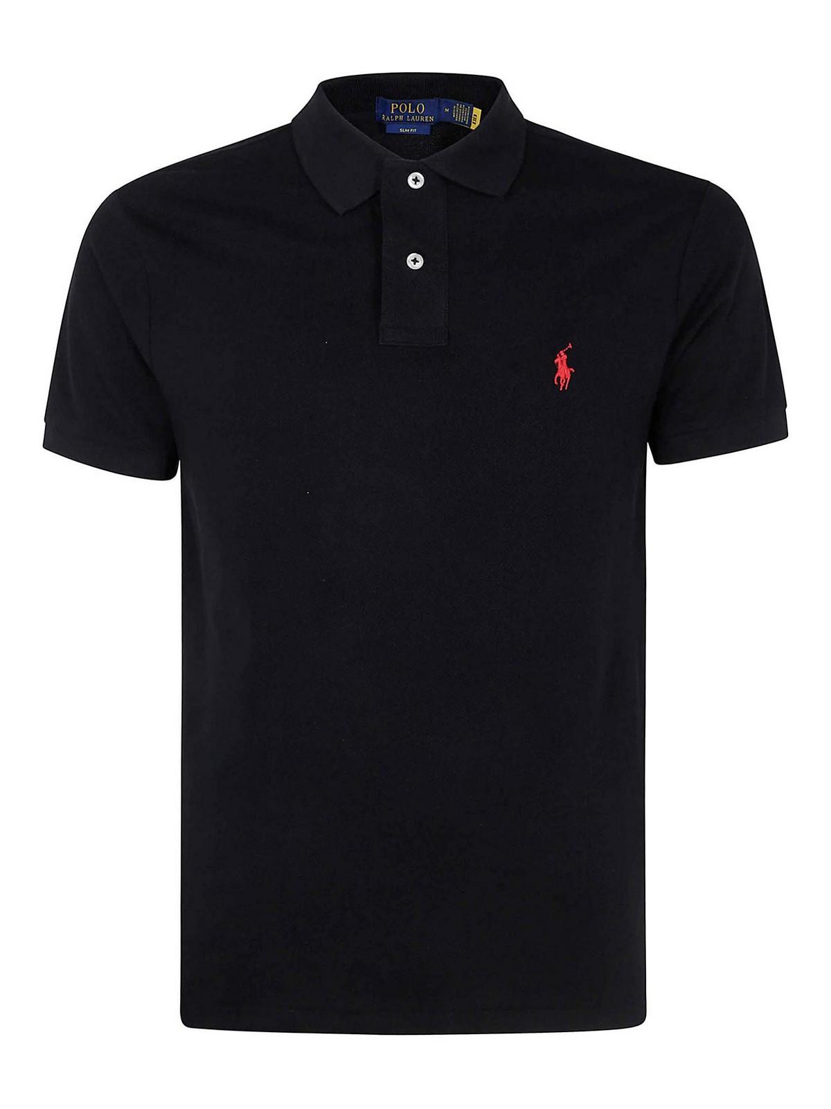 POLO RALPH LAUREN Black Polo Shirt With Classic Collar And Pony Embroidery On The Front In Cotton Man Product Image