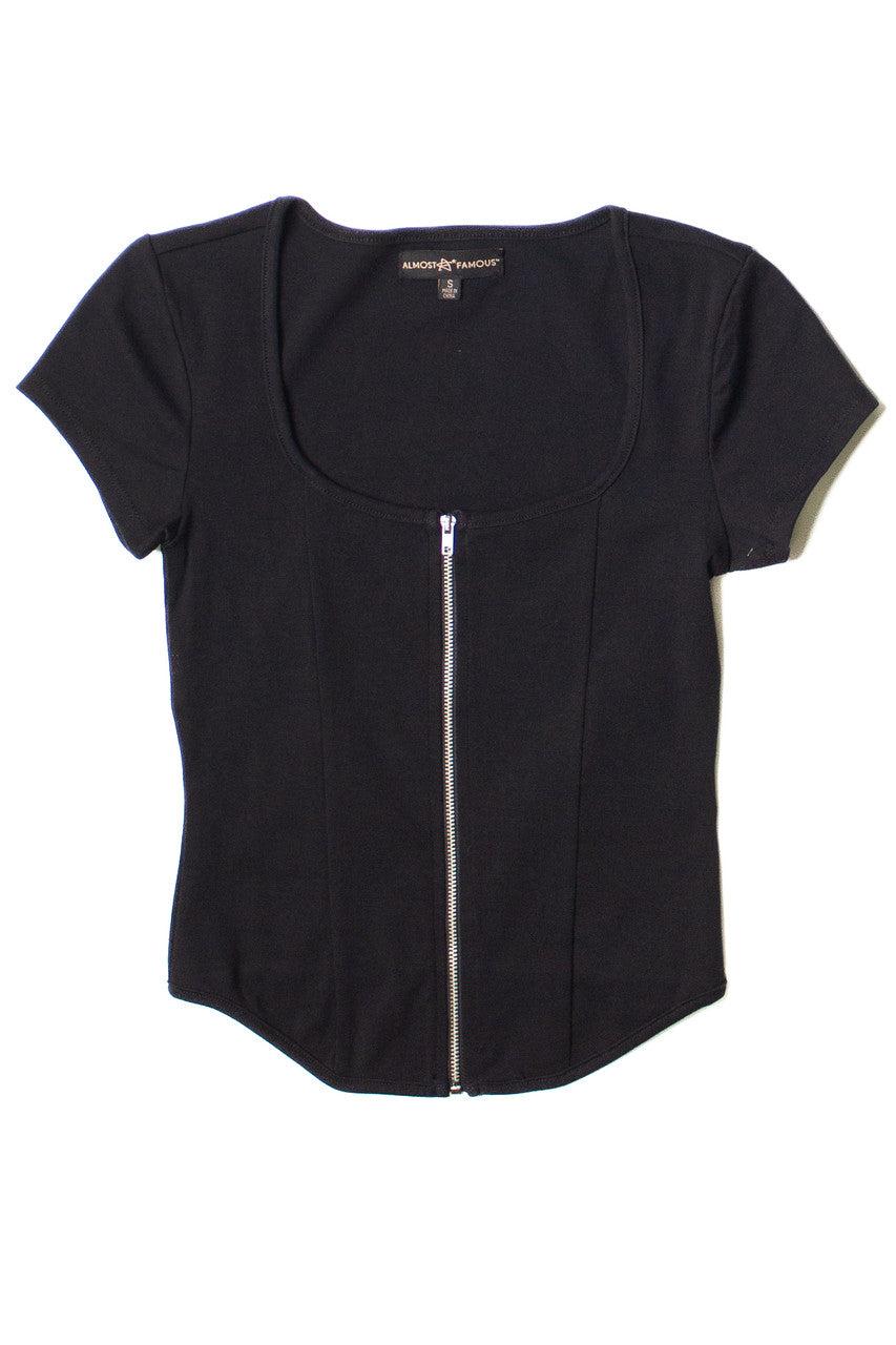 Black Zip Front Tee Product Image