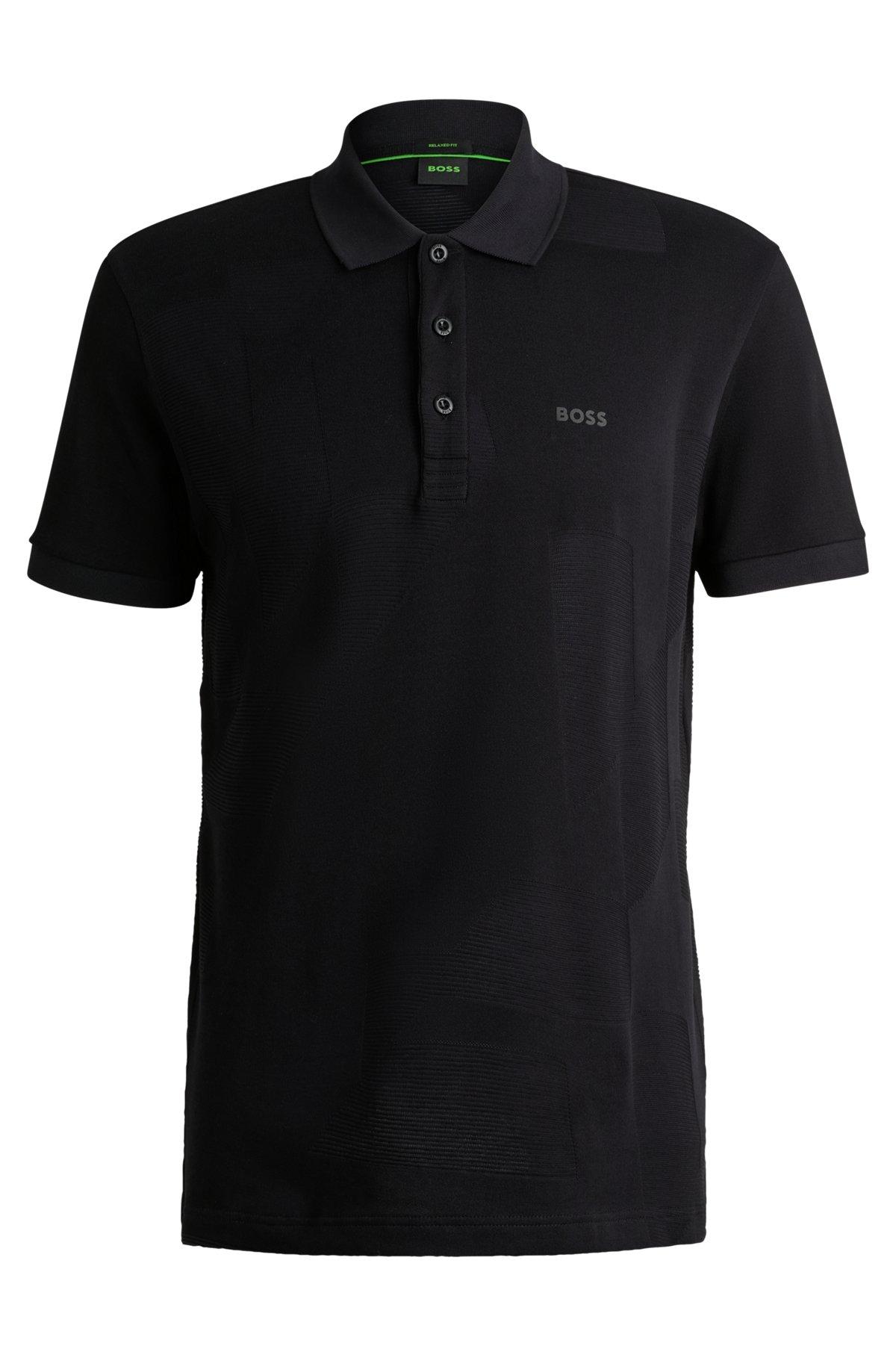 Relaxed-fit polo shirt in cotton jacquard with logo Product Image